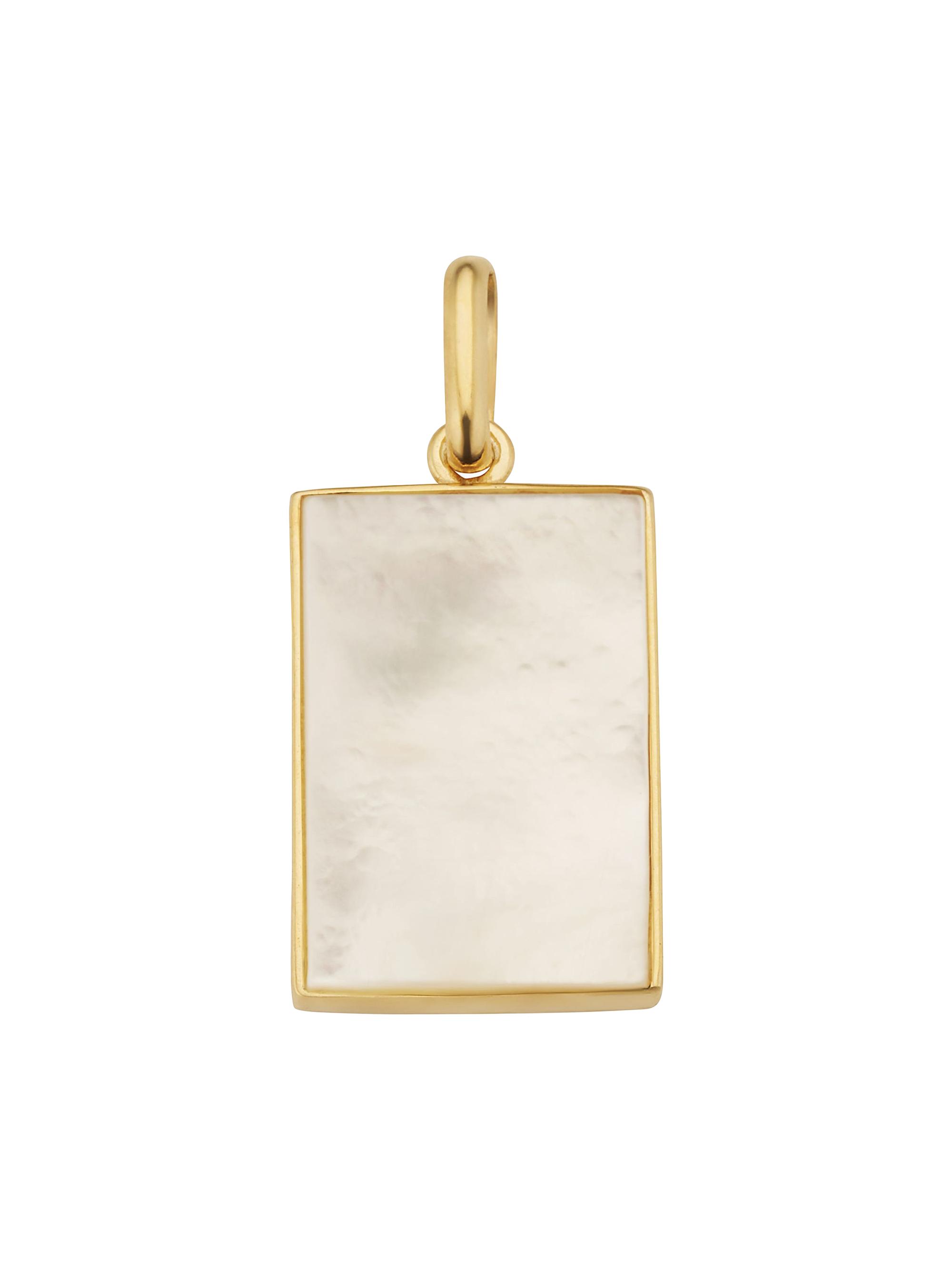 Oradina Women's 14K Yellow Gold Mother of Pearl Tag Me Pendant Charm - Yellow Gold
