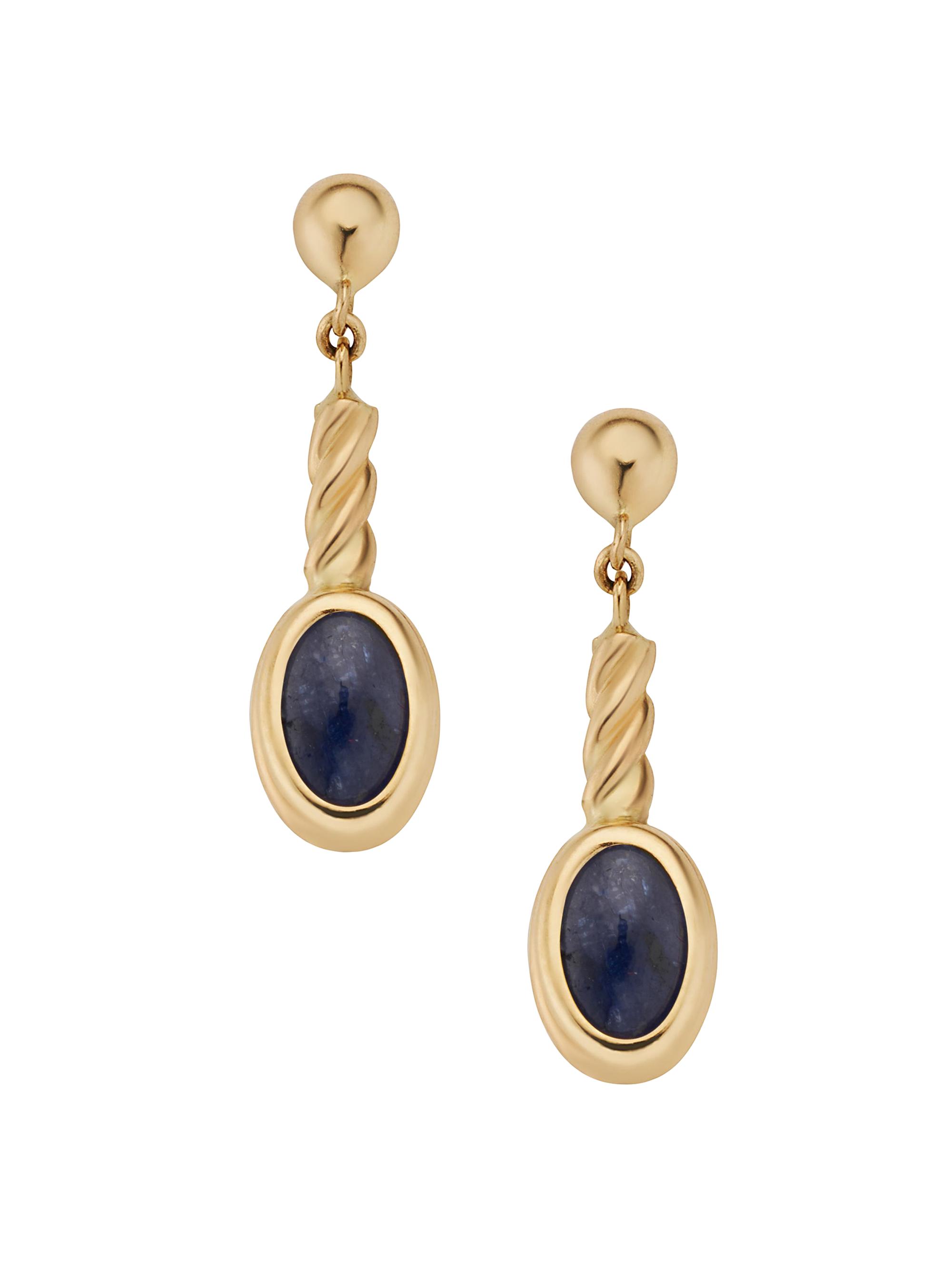 Oradina Women's 14K Yellow Gold Sapphire Heritage Drop Earrings - Yellow Gold