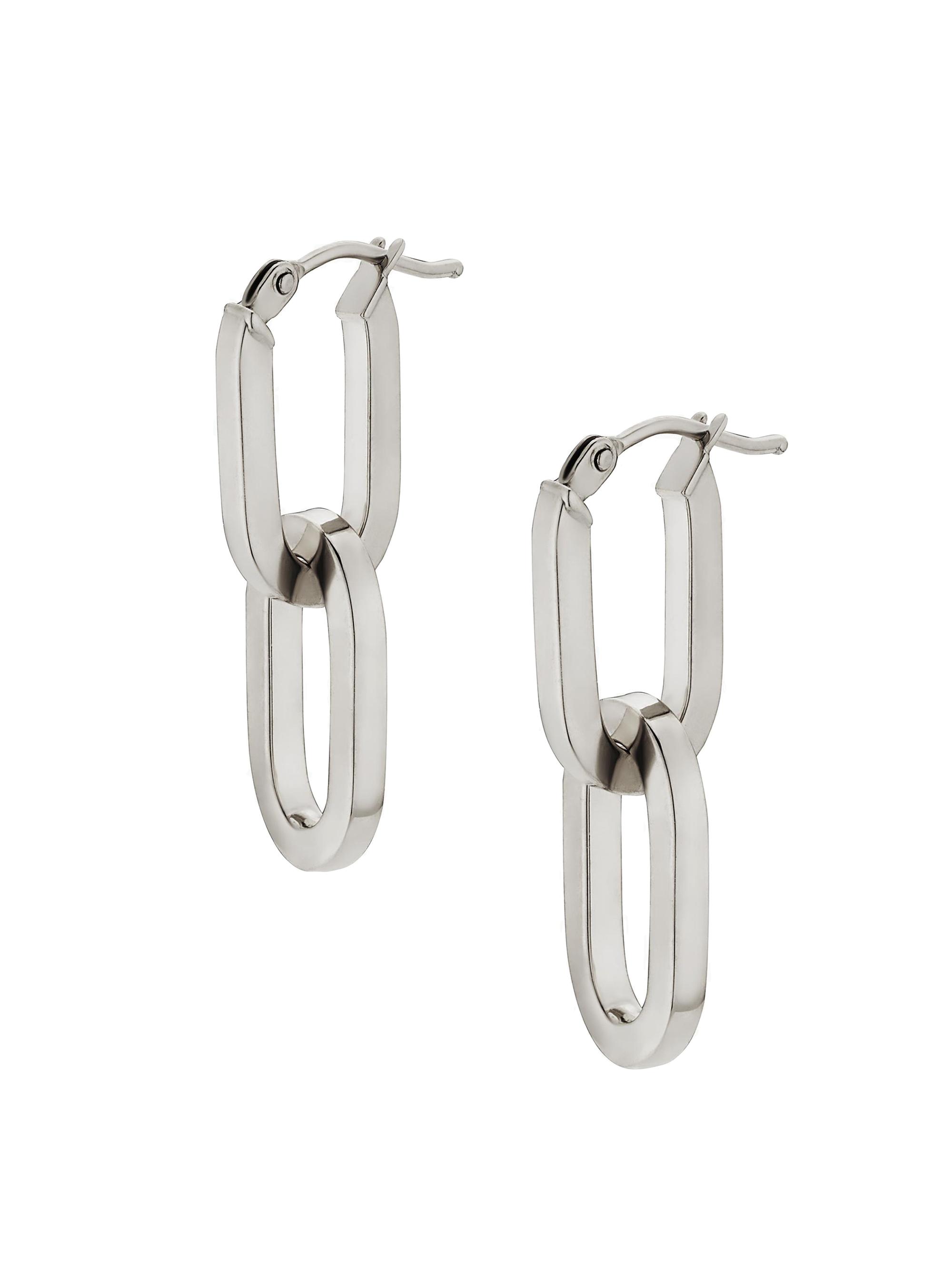 Oradina Women's 14K White Gold Shift Drop Earrings - White Gold