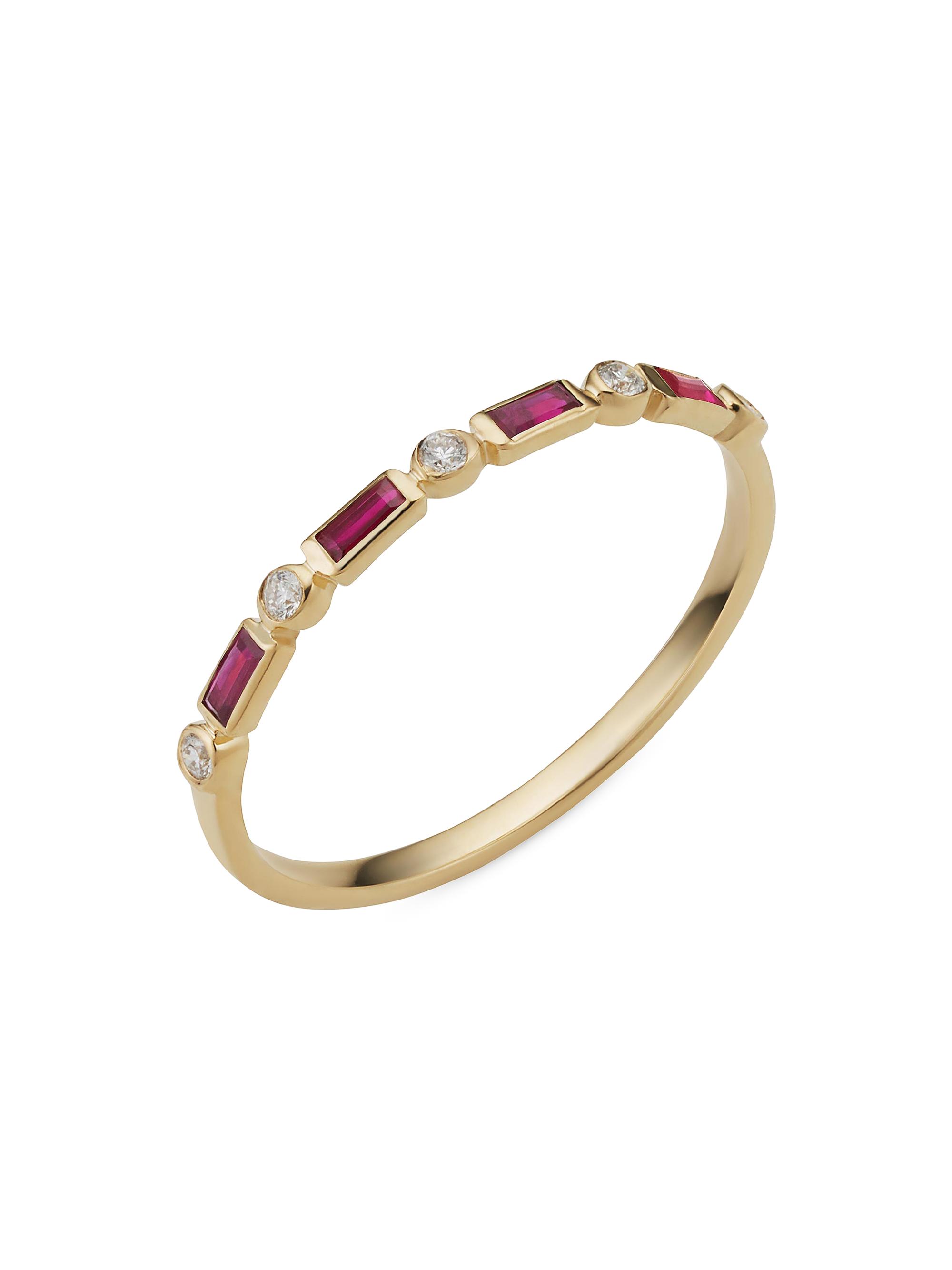 Oradina Women's 14K Yellow Gold Crown Jewels Ruby Diamond Ring - Yellow Gold