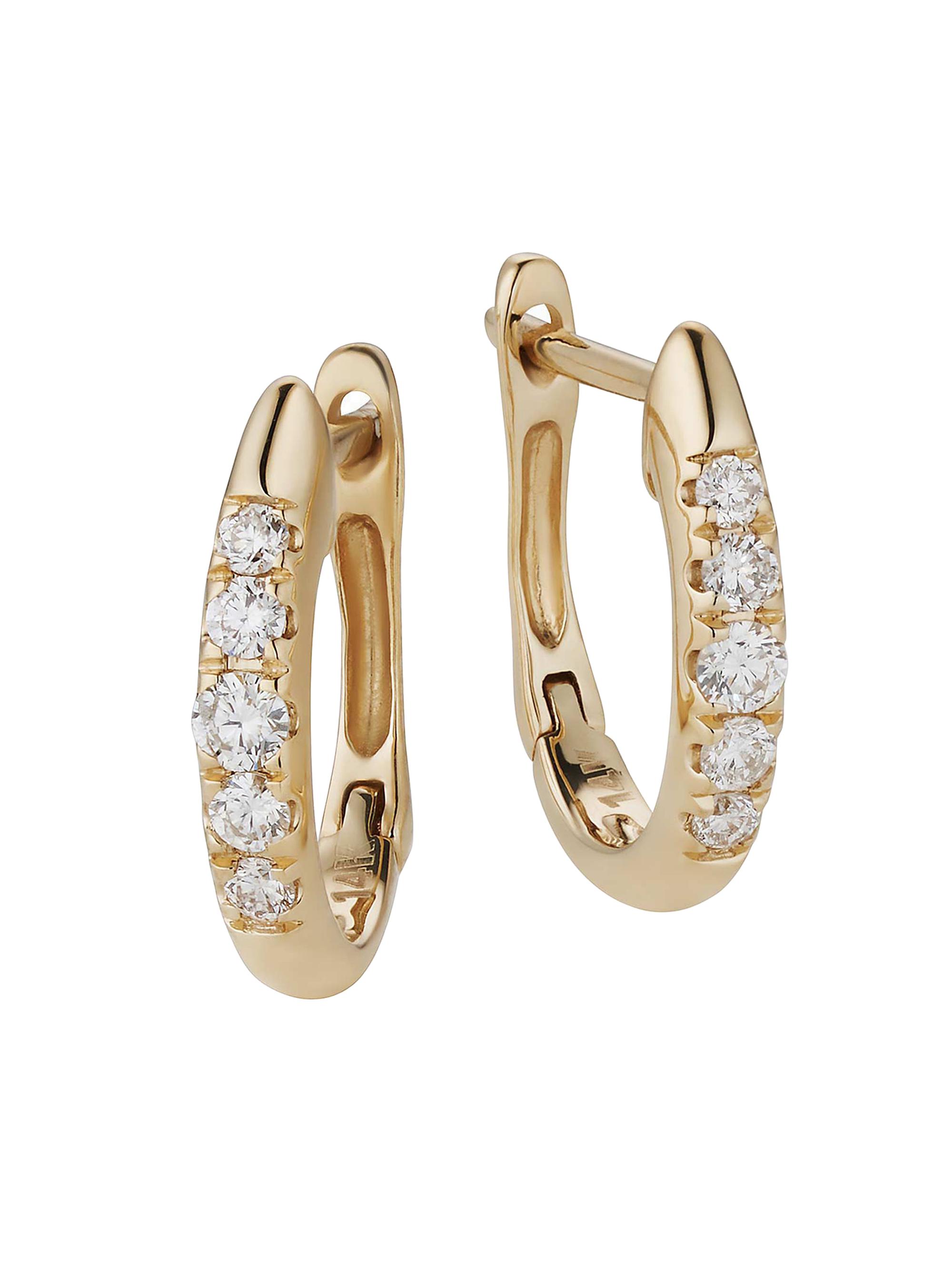 Oradina Women's 14K Yellow Gold Regal Diamond Huggies - Yellow Gold