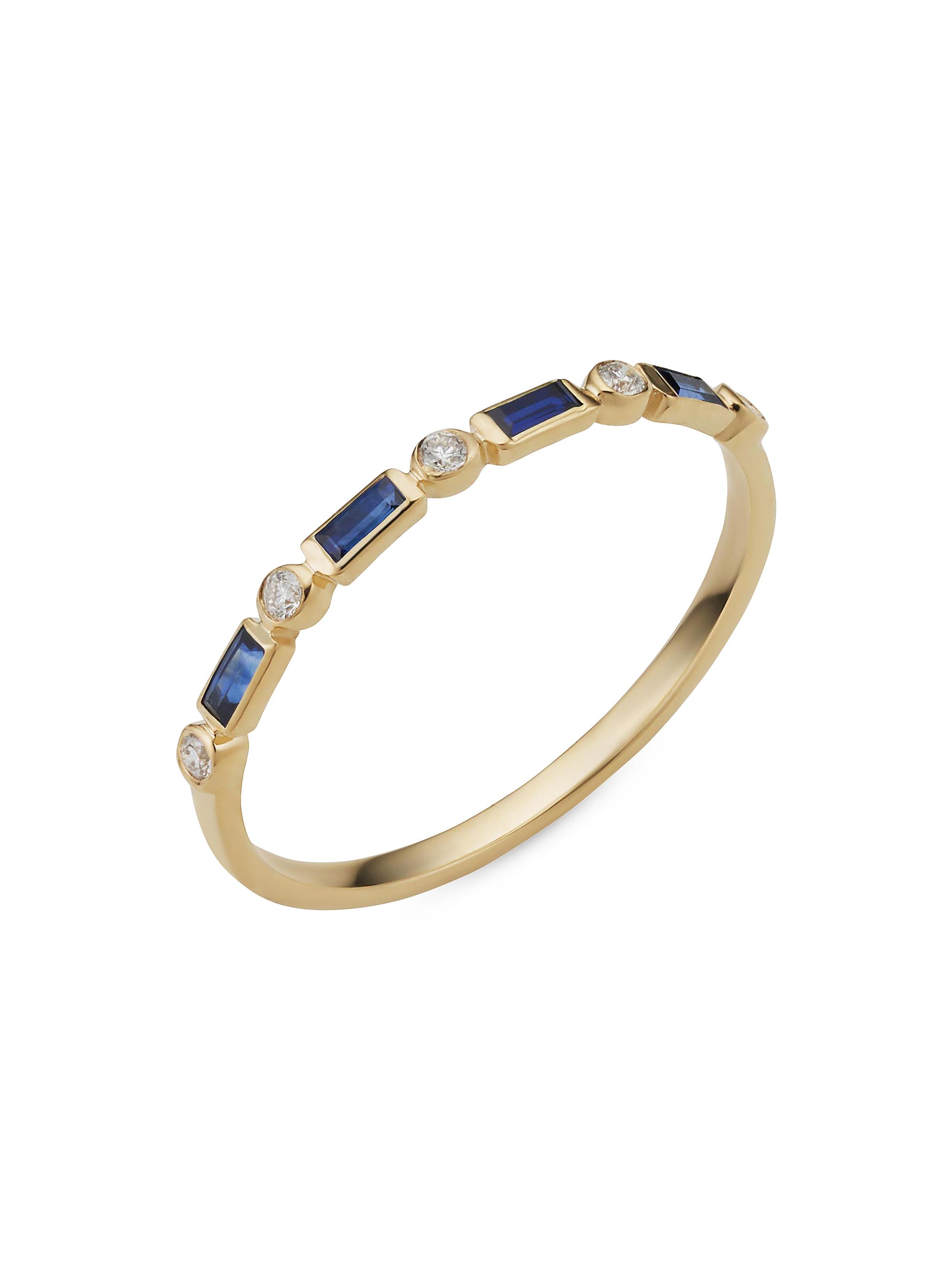 Oradina Women's 14K Yellow Gold Crown Jewels Sapphire Diamond Ring - Yellow Gold