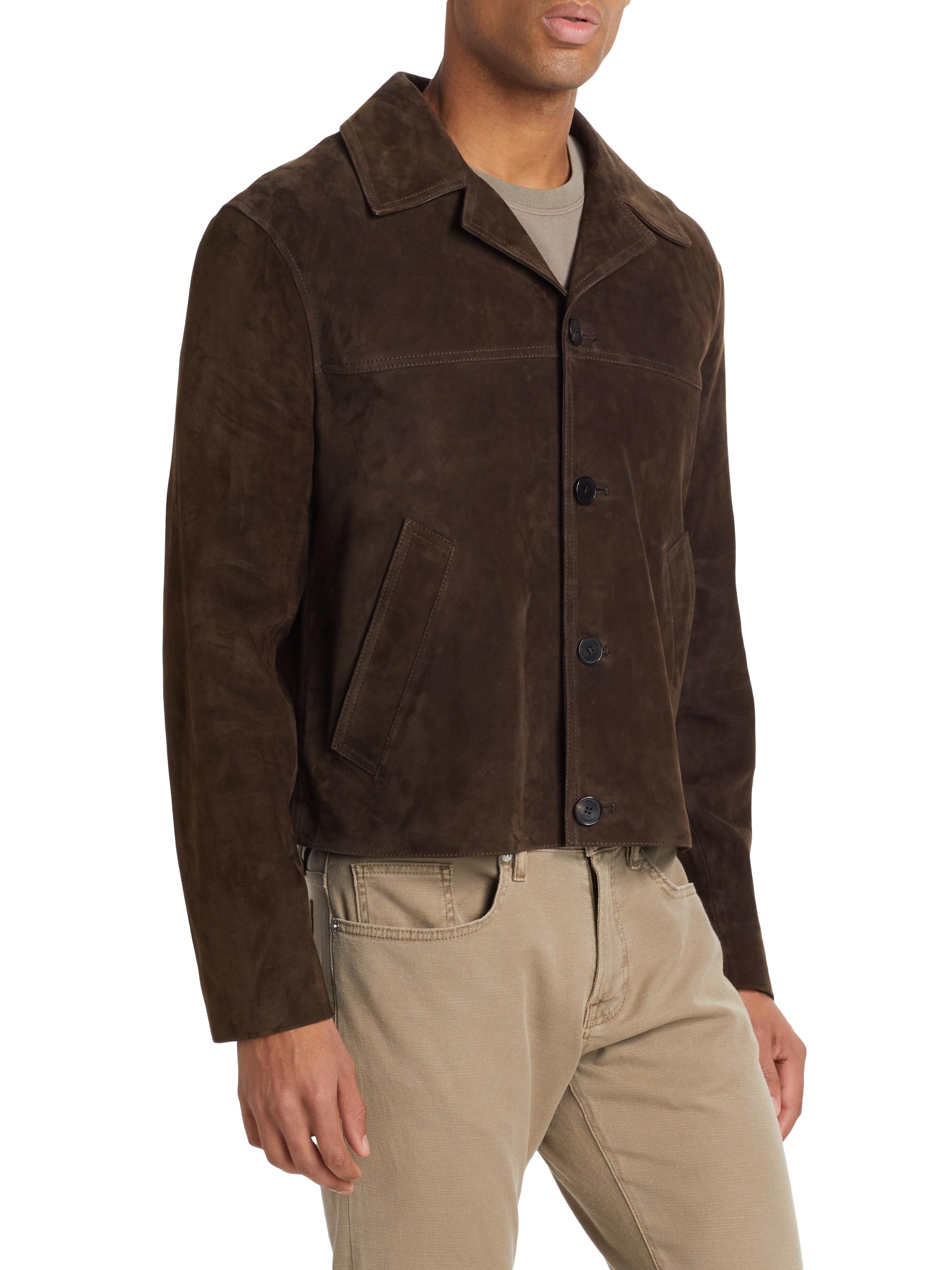 Frame Suede Button-Front Jacket | Saks Fifth Avenue