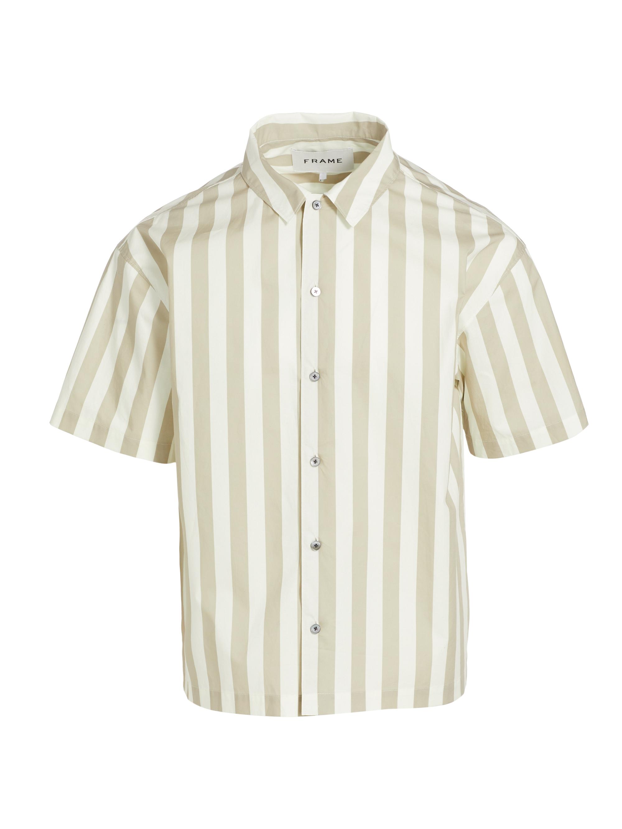 Frame Men's Striped Cotton Camp Shirt - Smoke Beige Stripe