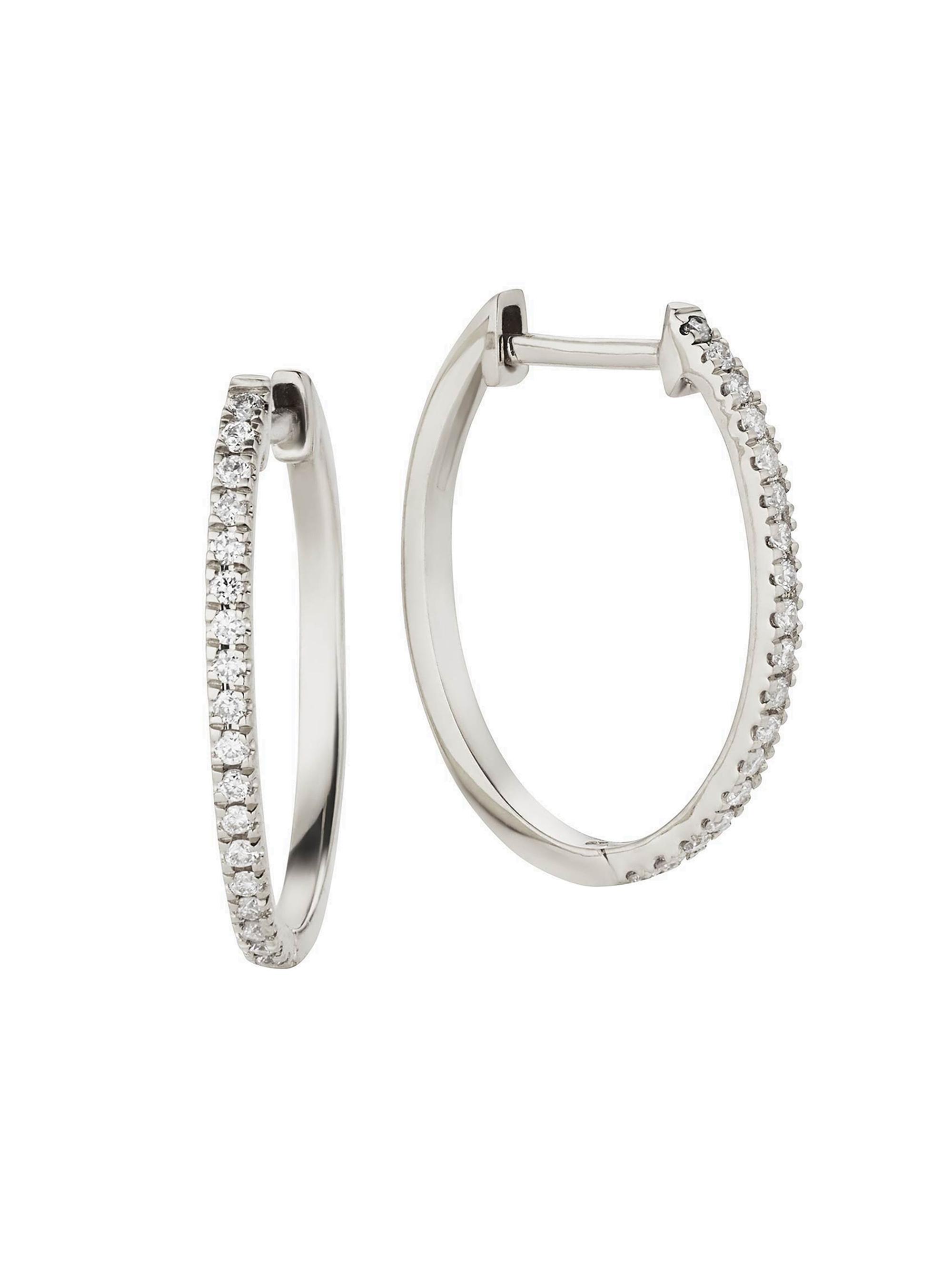 Oradina Women's 14K White Gold Shine Bright  Diamond Hoops - White Gold