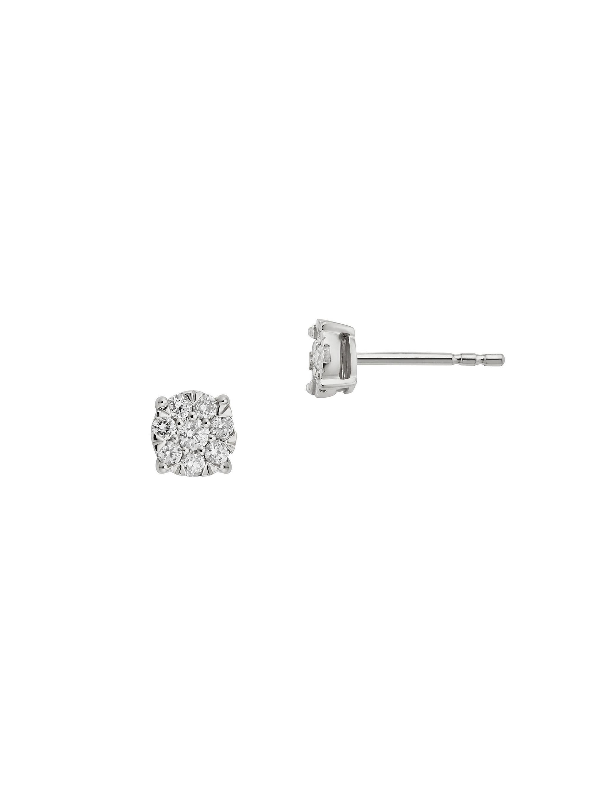 Oradina Women's 14K White Gold Blossom Diamond Studs - White Gold