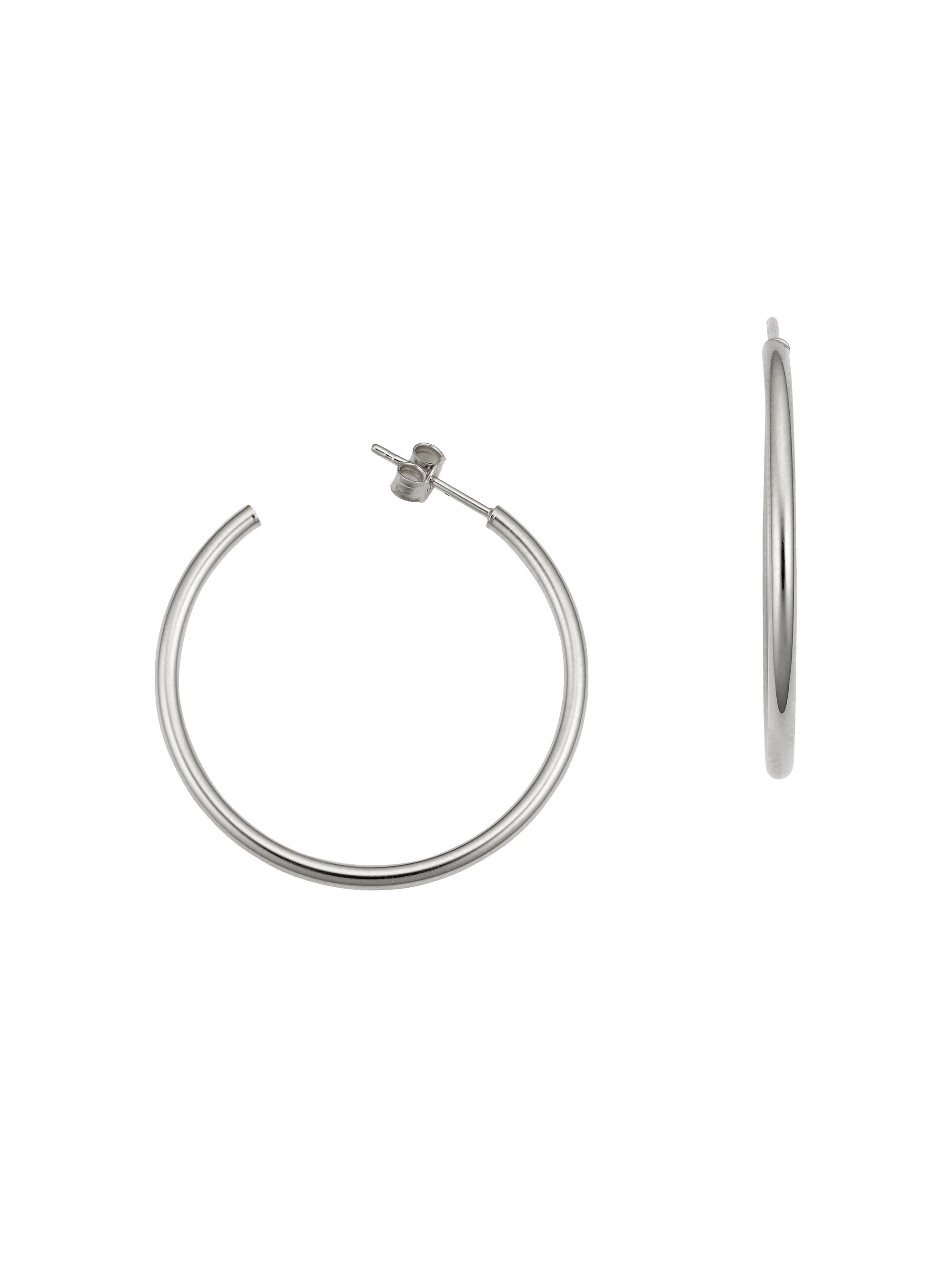 Oradina Women's 14K White Gold Sicily Open Hoops - White Gold