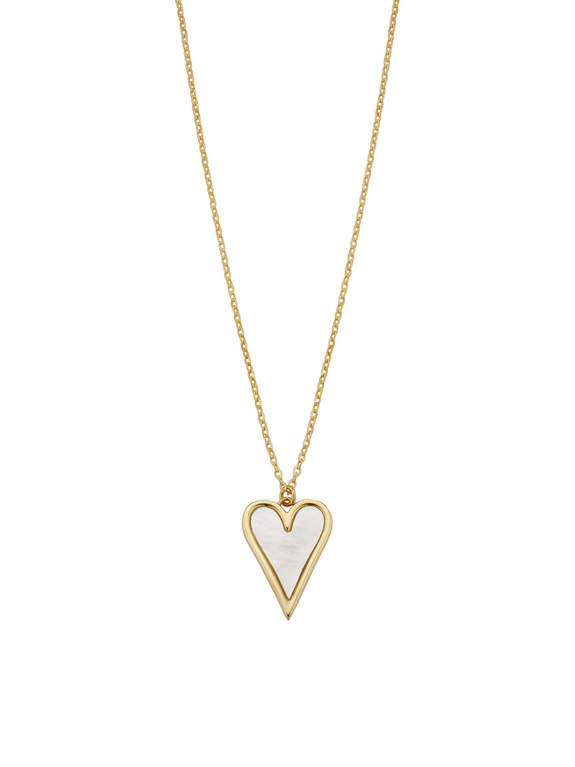 Oradina Women's 14K Yellow Gold Mother of Pearl My Heart Pendant Necklace - Yellow Gold