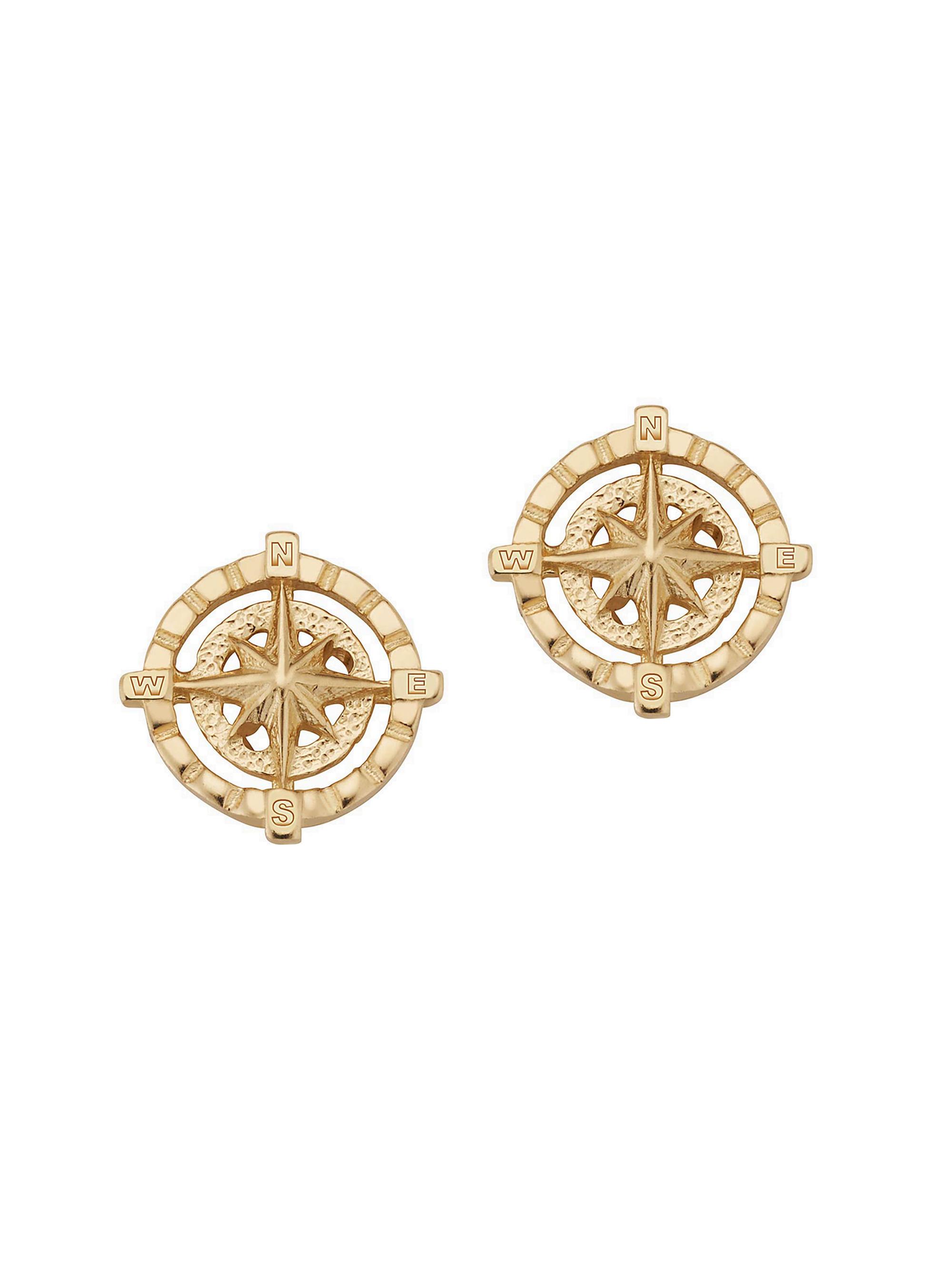 Oradina Women's 14K Yellow Gold Compass Rose Studs - Yellow Gold