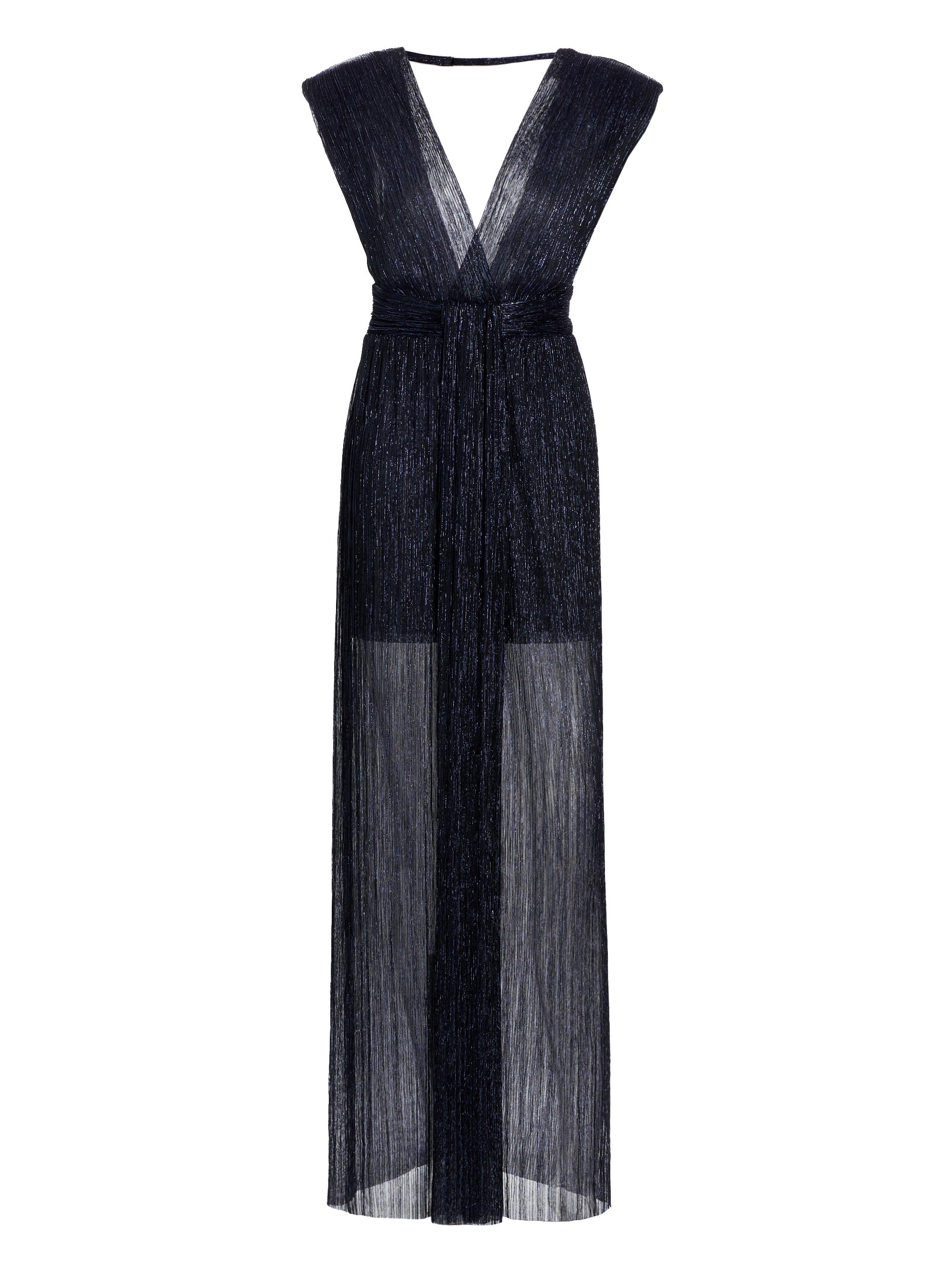 Sabina Musáyev Women's Orian Metallic Plisse Maxi Dress - Navy