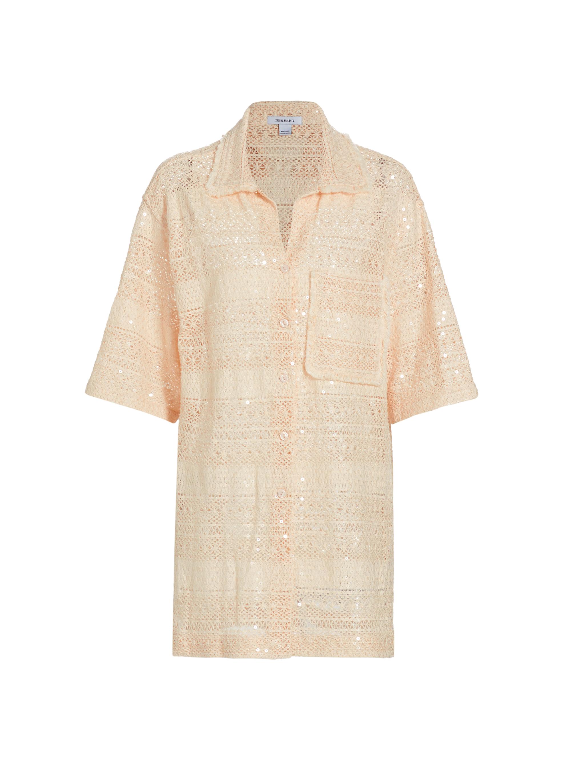 Sabina Musáyev Women's Zena Sequined Crochet Shirt - Oatmeal
