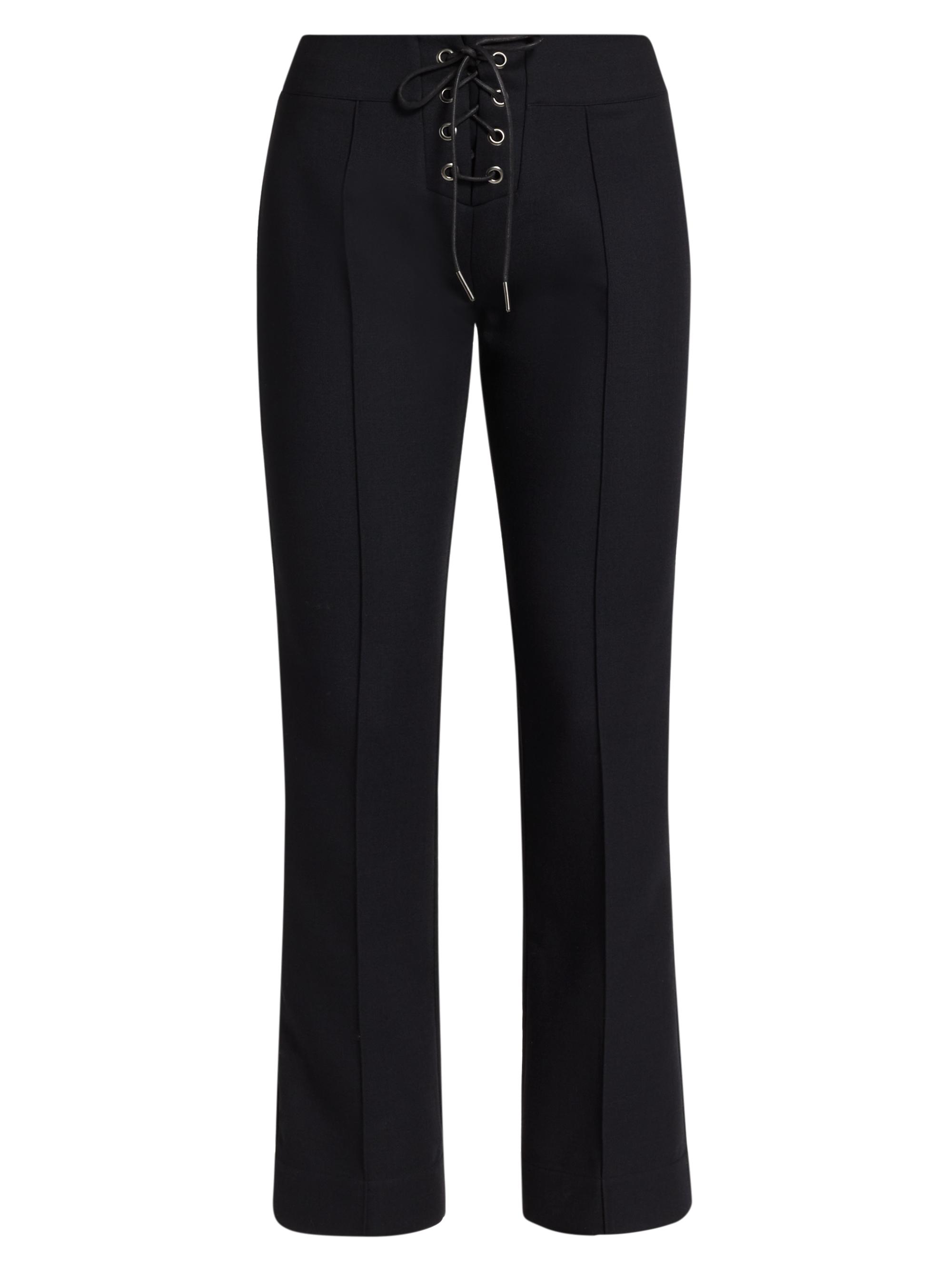 FRAME Women's Lace-Up Cotton-Blend Trousers - Black | Thumbnail 8