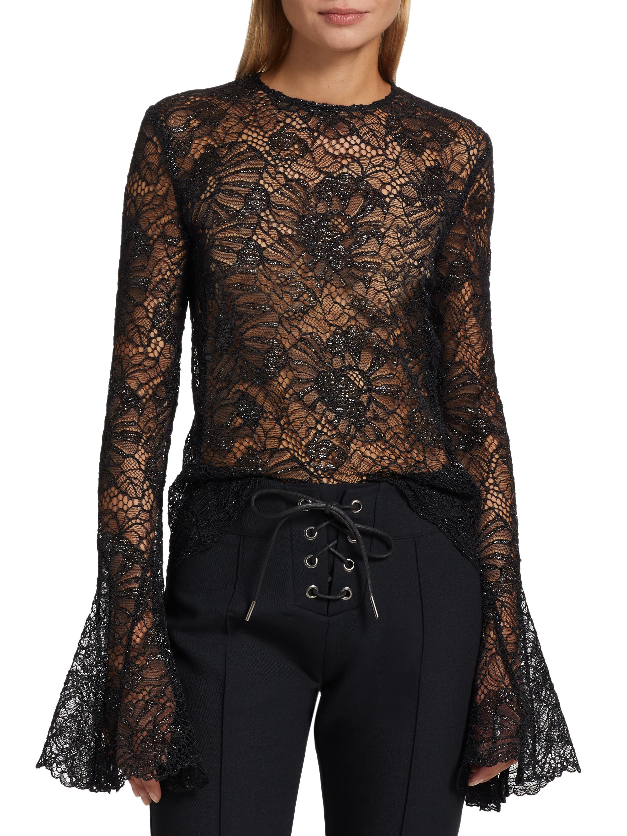 Frame Lace Bell-Sleeve Top | Saks Fifth Avenue