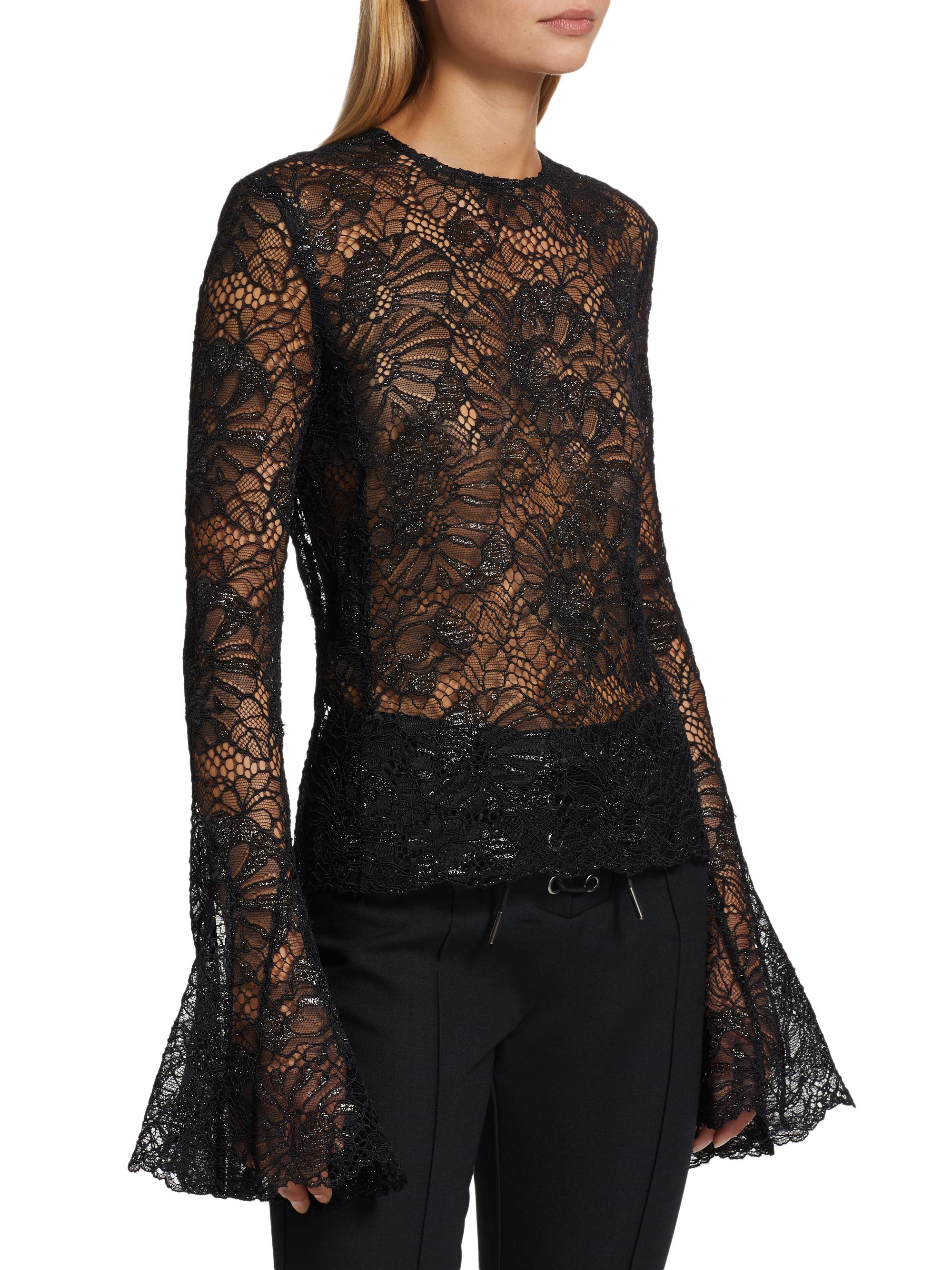 Frame Lace Bell-Sleeve Top | Saks Fifth Avenue