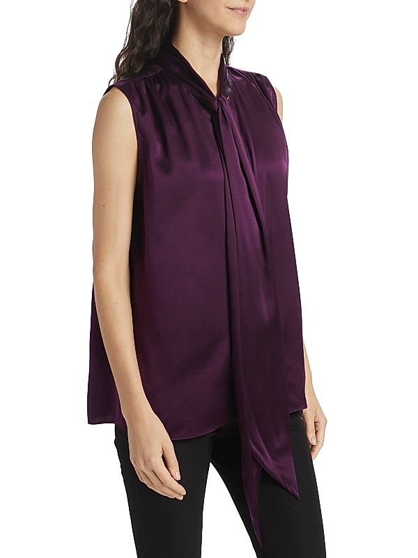 Shop Frame Femme Tieneck Silk Sleeveless Blouse | Saks Fifth Shop Frame Femme Tieneck Silk Sleeveless Blouse | Saks Fifth