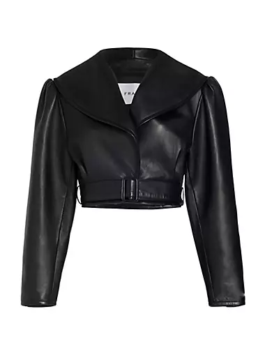 Final Sale Plus Size Faux Leather Jacket in Black with Silver