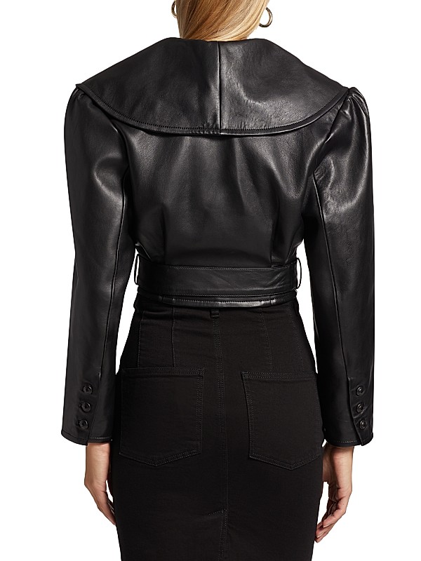 Shop Frame Crop Belted Leather Jacket | Saks Fifth Avenue Shop Frame Crop Belted Leather Jacket | Saks Fifth Avenue