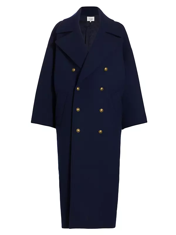 Shop Frame Double-Breasted Wool Cocoon Coat | Saks Fifth Avenue