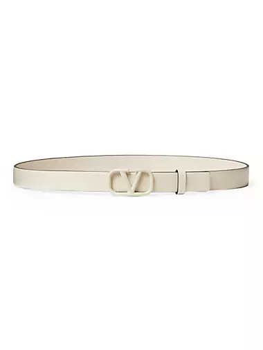 Reversible Vlogo Signature Belt In Glossy Calfskin 70 Mm for Woman in Black/pure  Red
