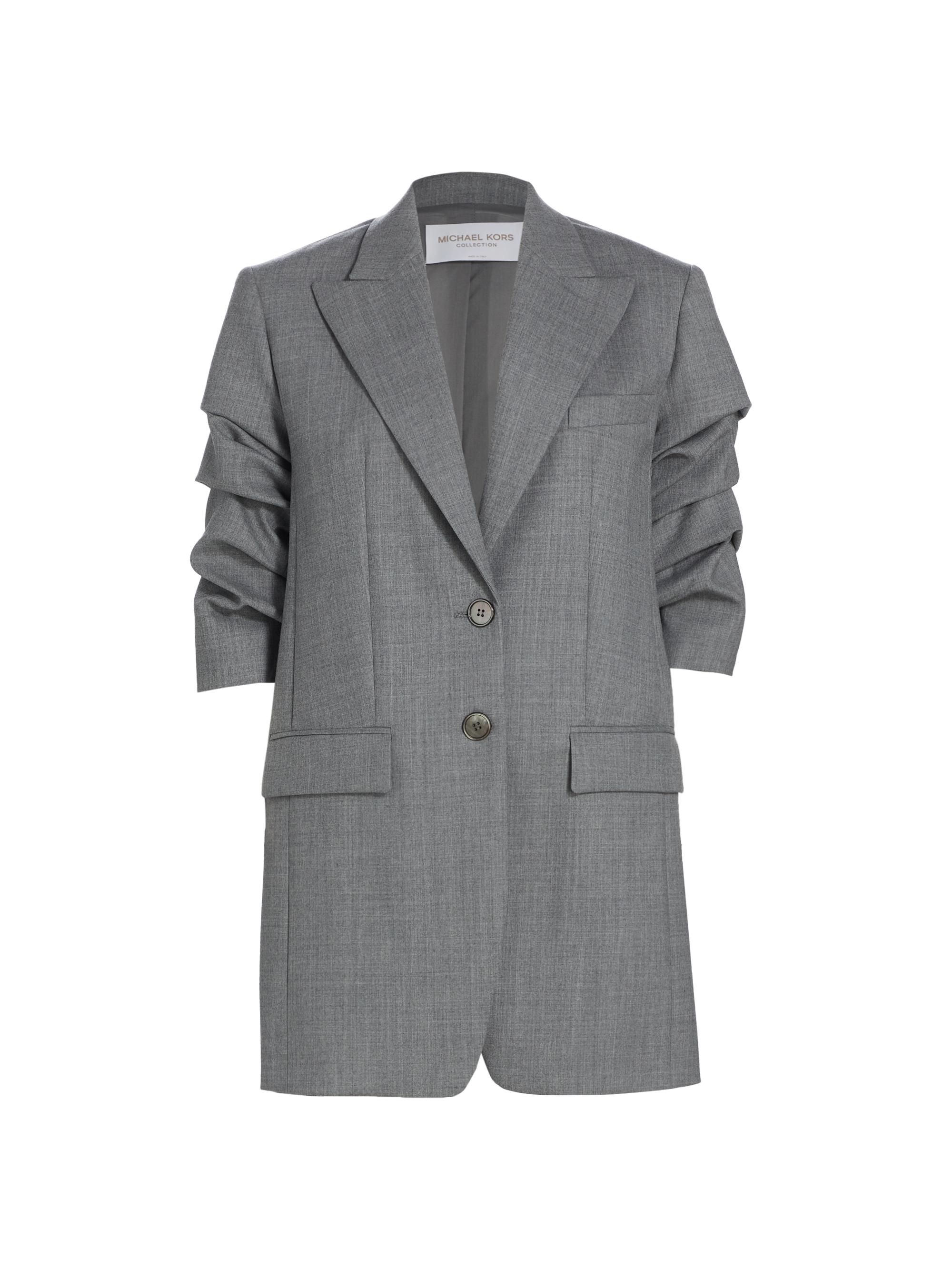 Michael Kors Collection Women's Cate Wool Ruched Blazer - Banker Melange