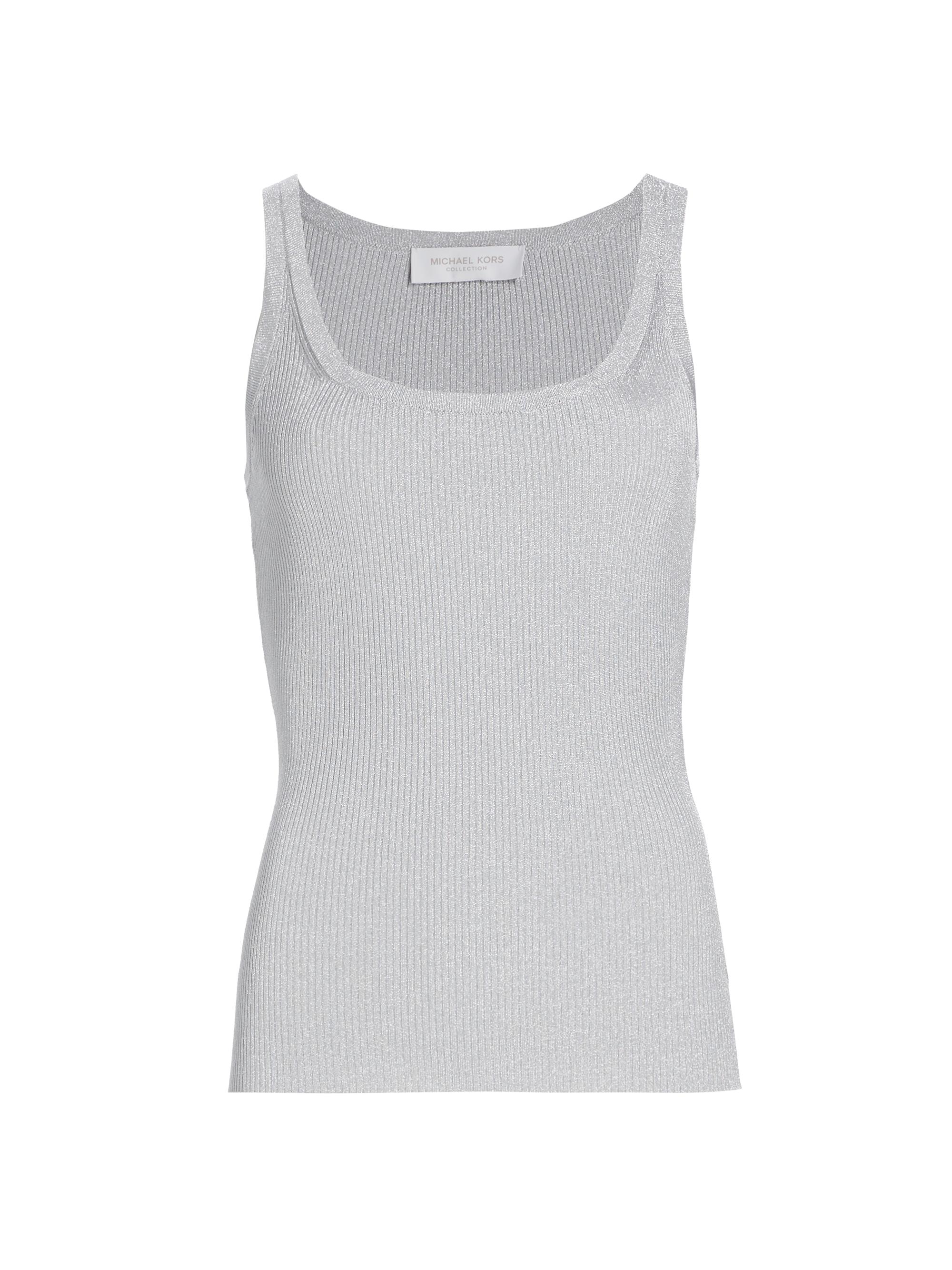 Michael Kors Collection Women's Glittery Ribbed Tank - Silver