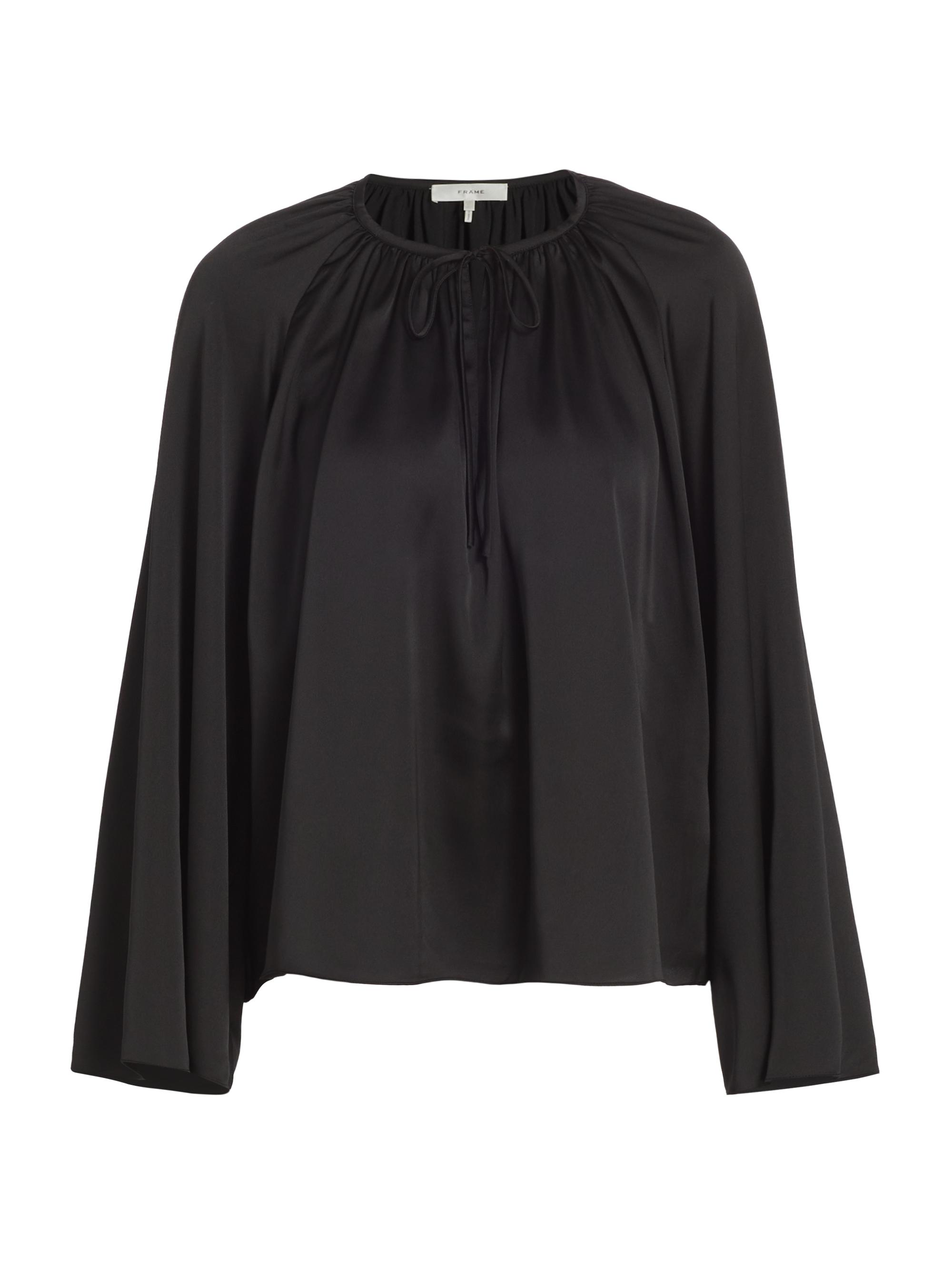 FRAME Women's Shirred Satin Blouse - Black