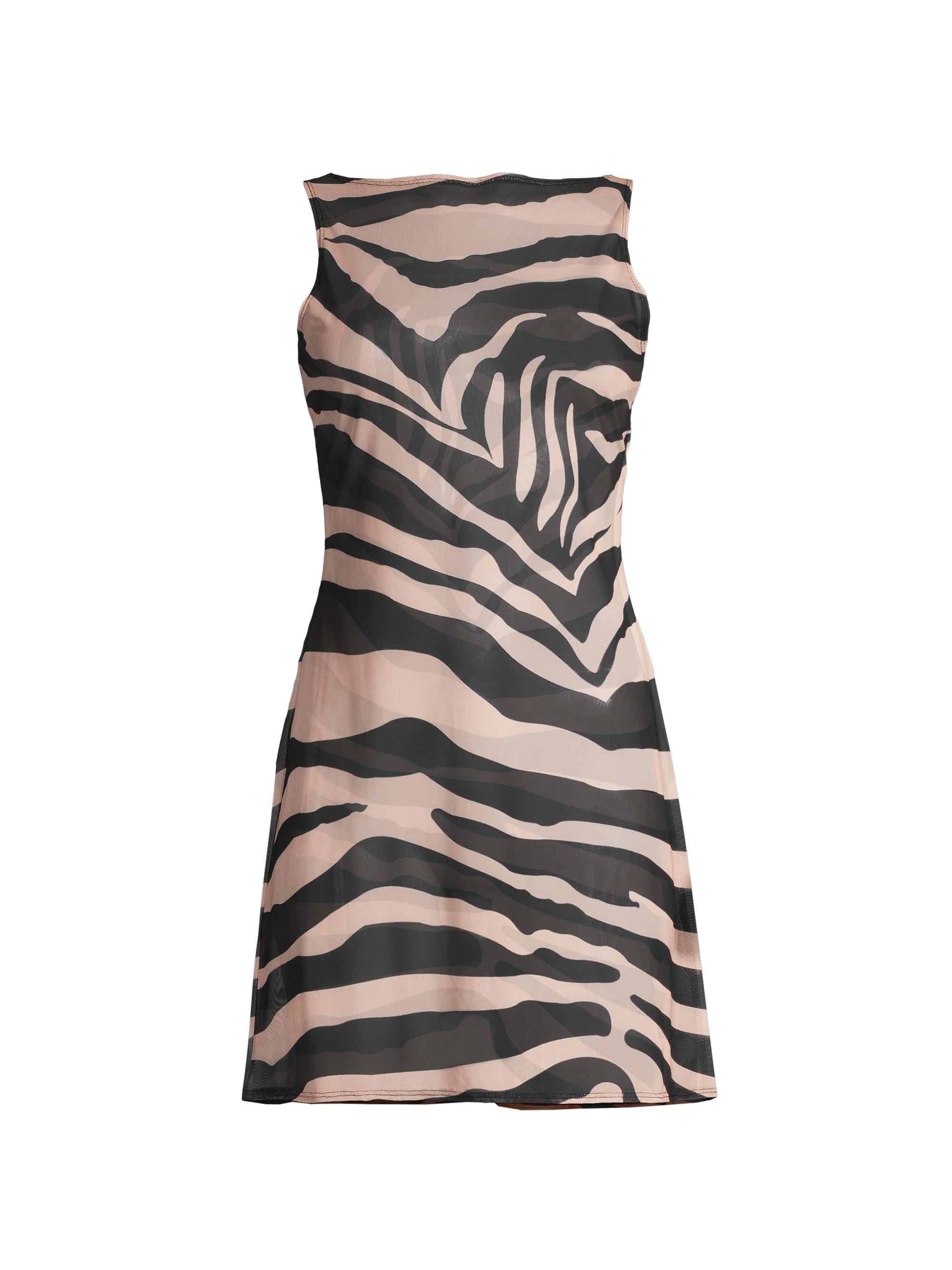 Natori Women's Zebra Mesh Minidress - Black Camel