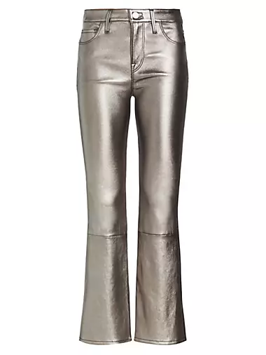 Petite Faux Leather Lace Up Flared Pants