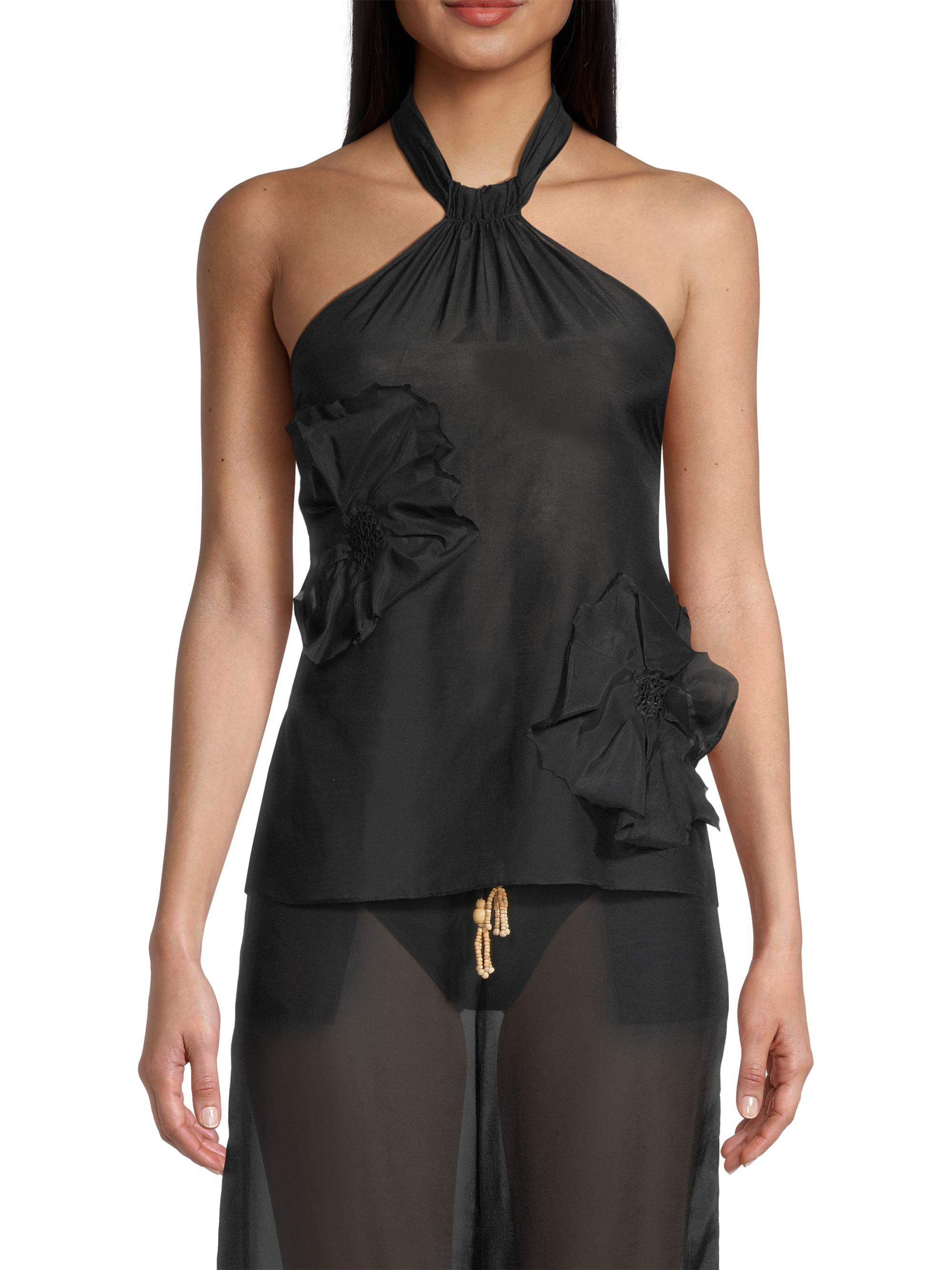 Shop Natori Cotton Silk Voile Halter Top | Saks Fifth Avenue