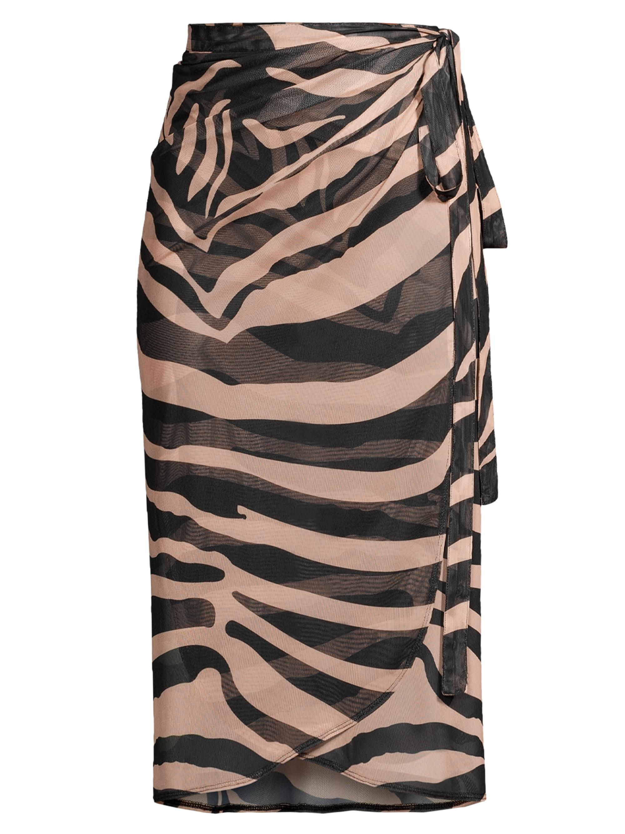 Natori Women's Zebra Mesh Sarong - Black Camel