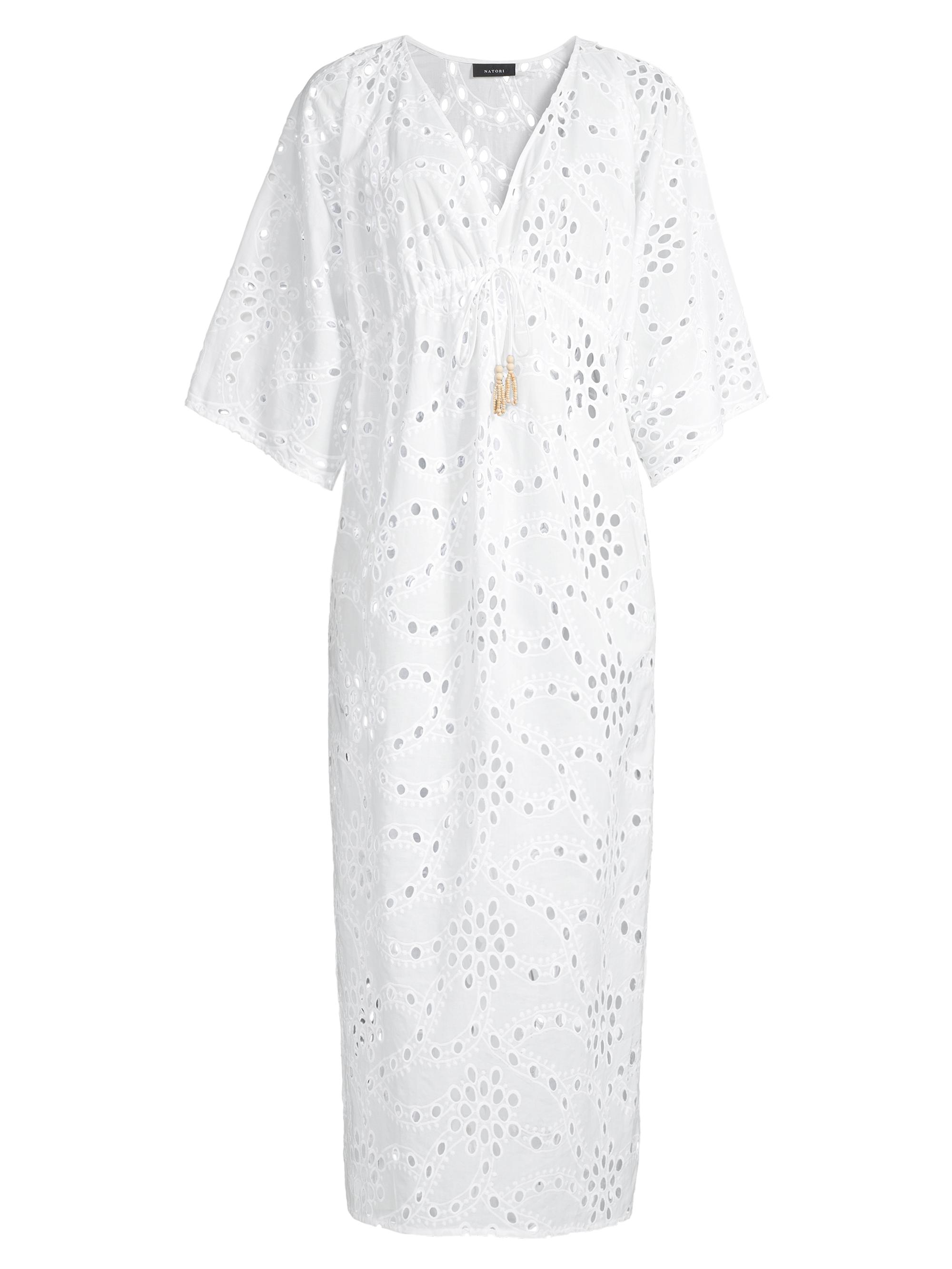 Natori Women's Cotton Eyelet V-Neck Midi-Dress - White