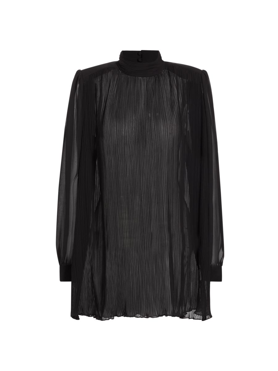 Frame Strong Shoulder Pleated Satin Blouse | Saks Fifth Avenue