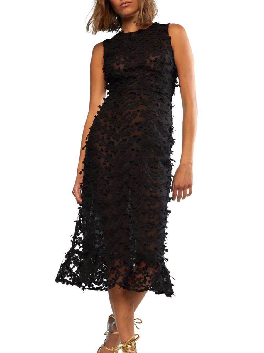 Cynthia Rowley Tulle Floral Appliqu Midi-Dress | Saks Fifth Avenue