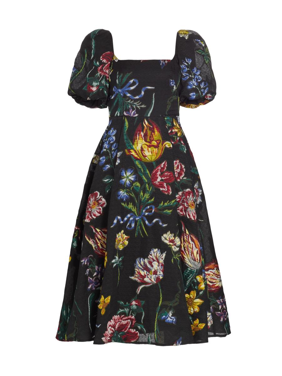 Marchesa Notte★プリーツ サテン ロングドレス フローラル 再販売セール！ Marchesa Notte マルケッサノッテ メタリック