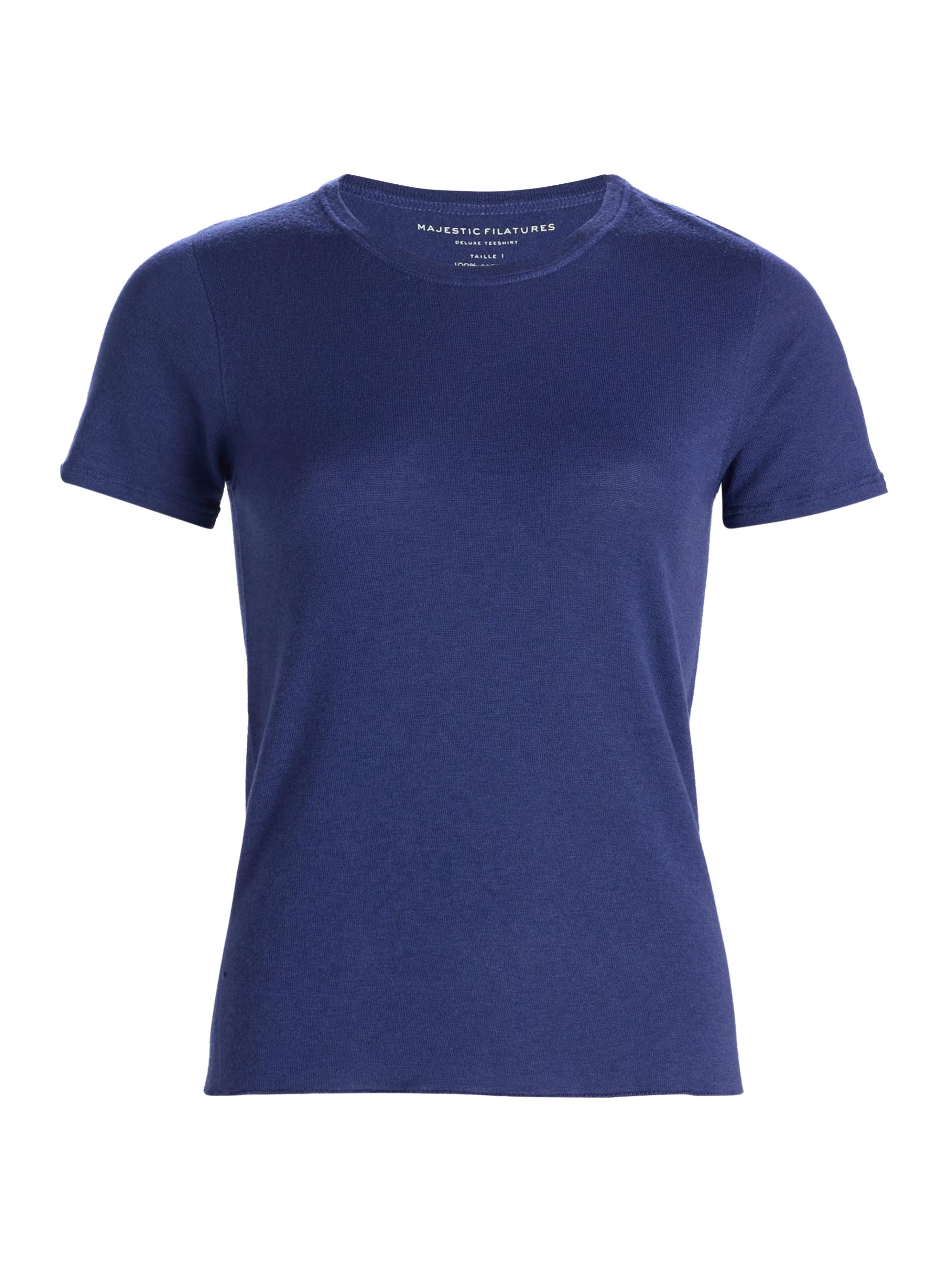 Majestic Filatures Women's Cashmere Short-Sleeve Tee - Blue Moon