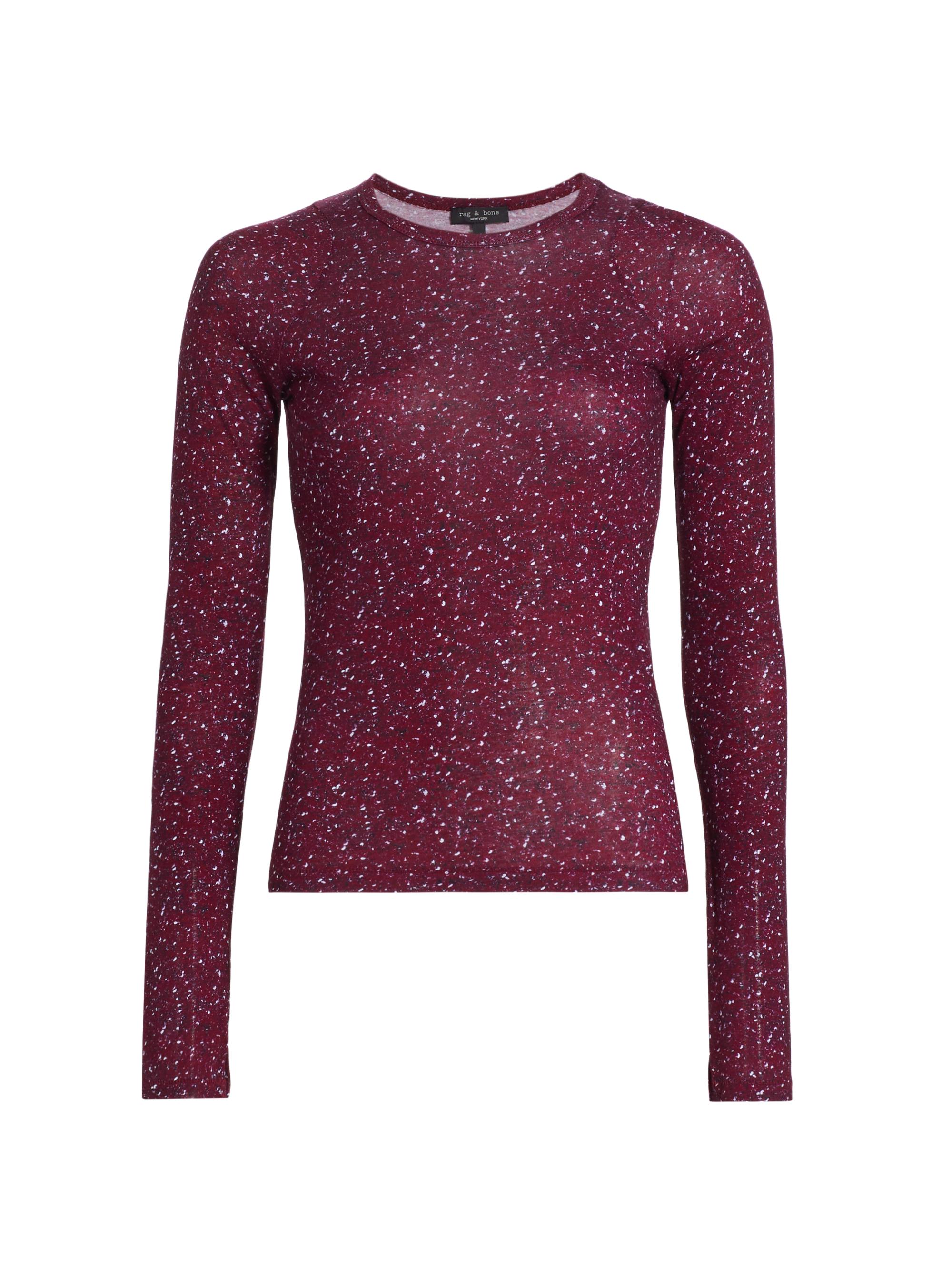 rag & bone Women's Shaw Cotton-Blend Crewneck Long-Sleeve Sweater - Burgundy Multi