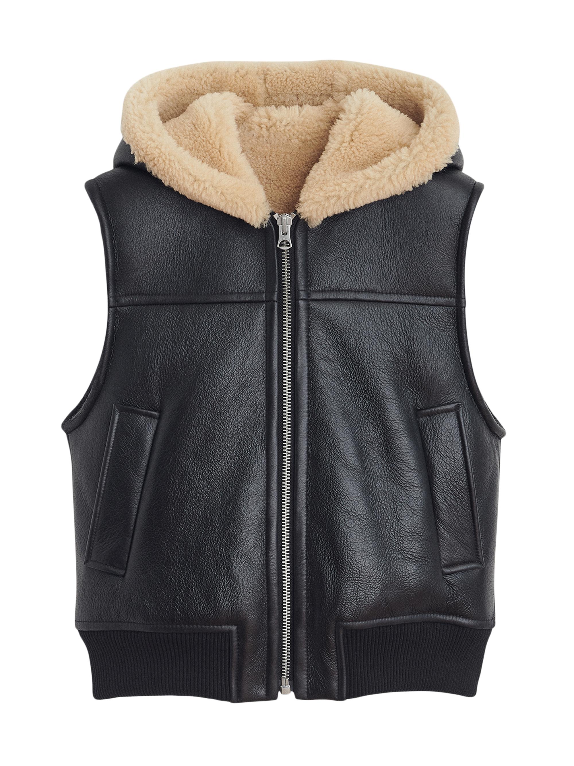 rag & bone Women's Robbie Leather Shearling-Lined Vest - Black