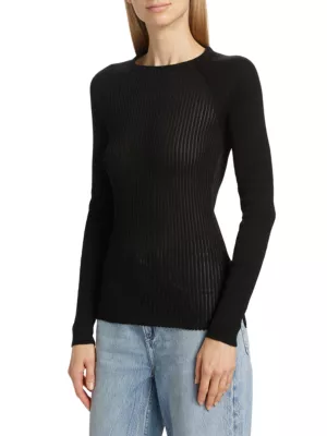 Wool Blend Ribbed Crewneck Sweater