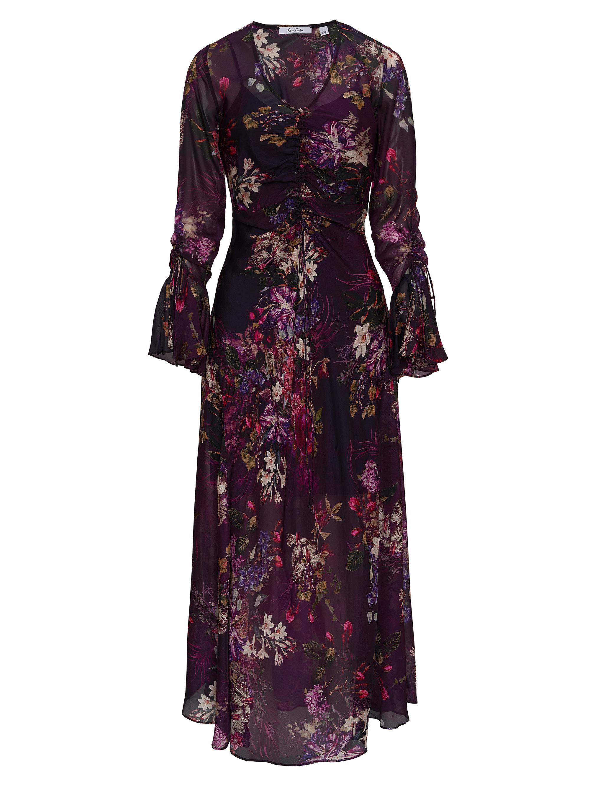 Robert Graham Women's Diana Silk-Blend Floral Maxi Dress - Aubergine