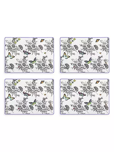 Butterfly Toile 4-Piece Cork Back Placemats