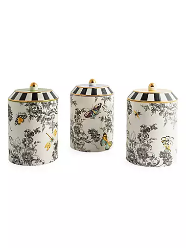 Butterfly Toile 3-Piece Canisters Set