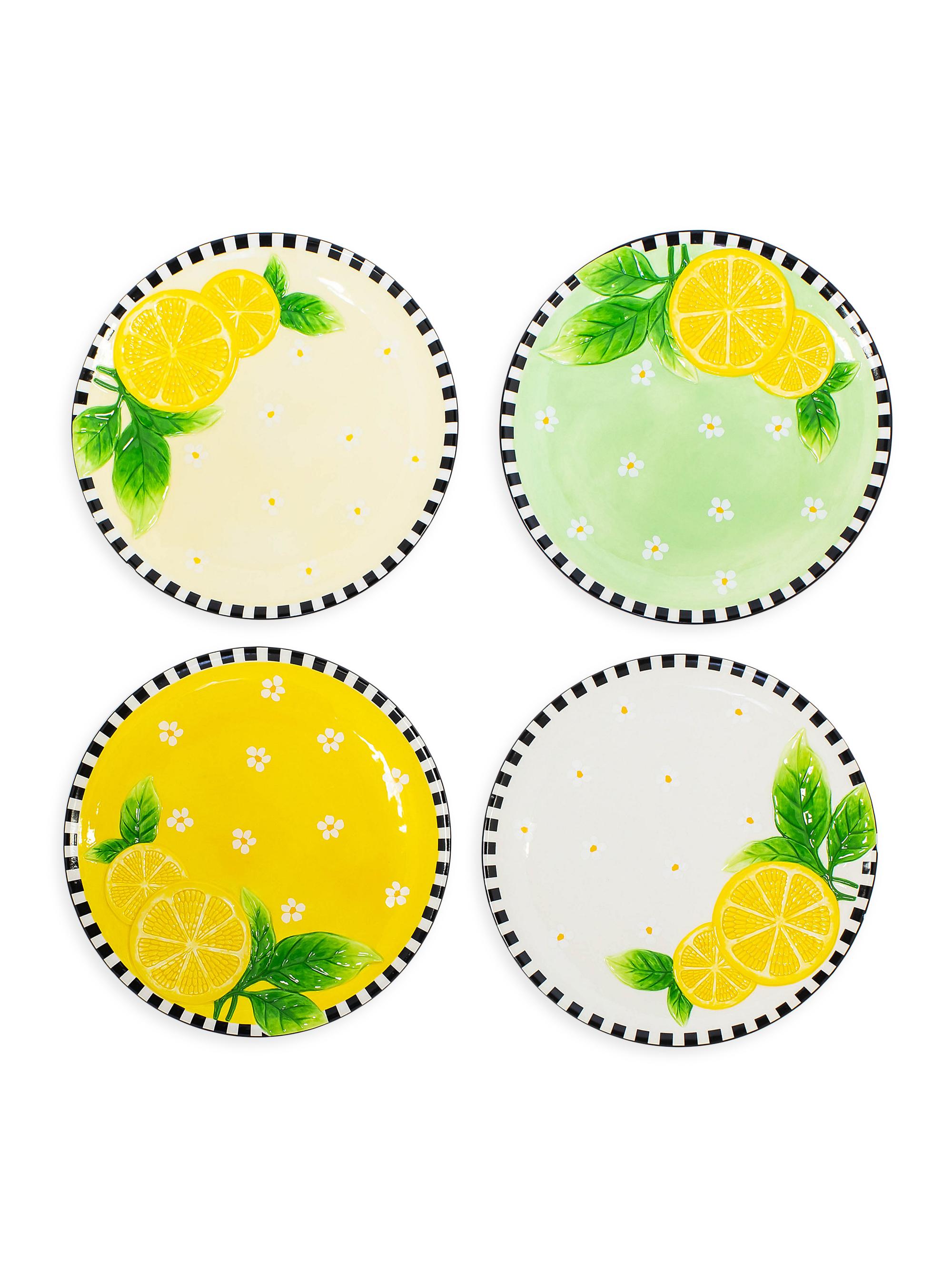MacKenzie-Childs Lemon 4-Piece Dessert Plates Set