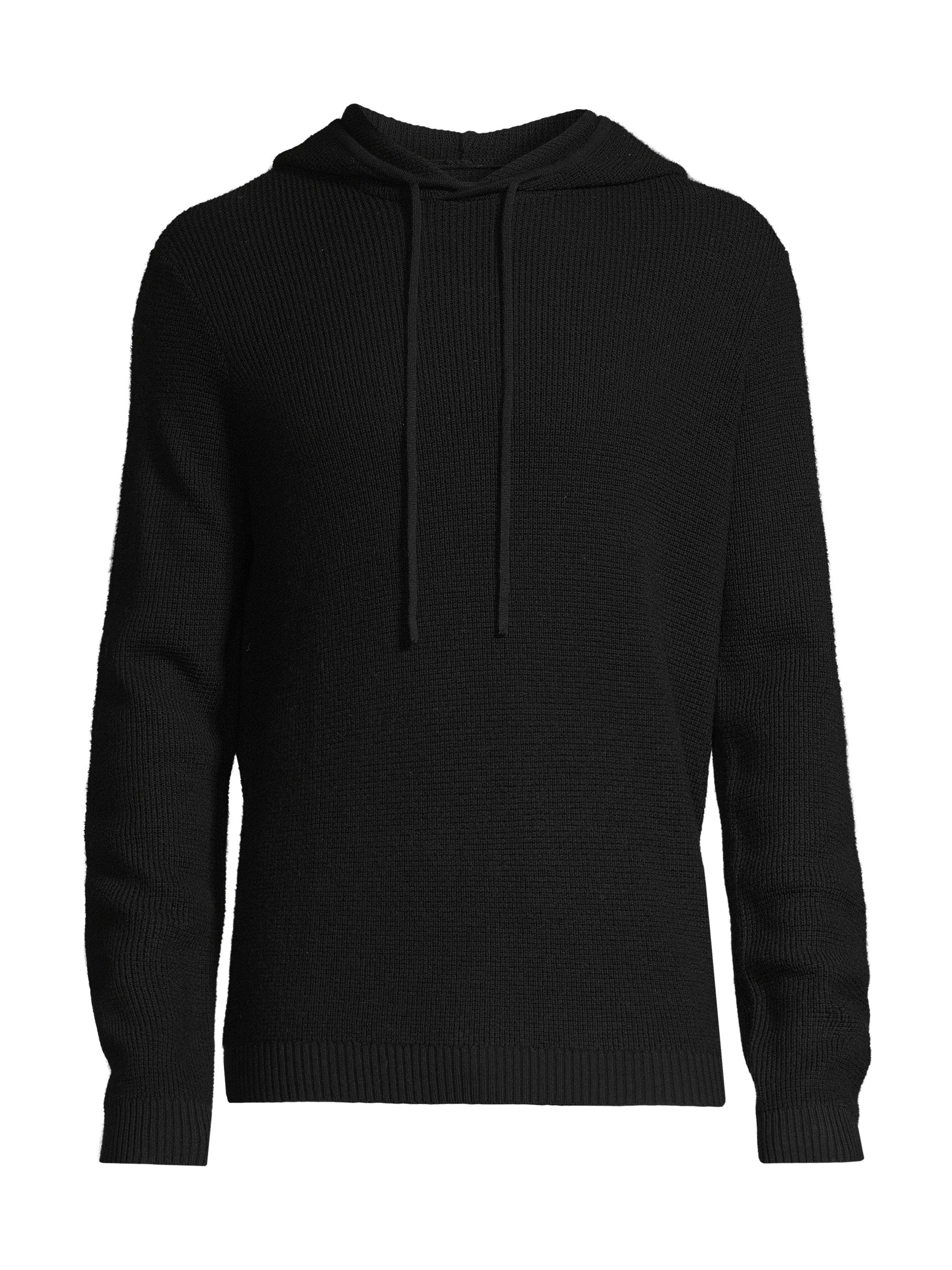 Good Man Brand Men's Wool Waffle-Stitch Hoodie - Black