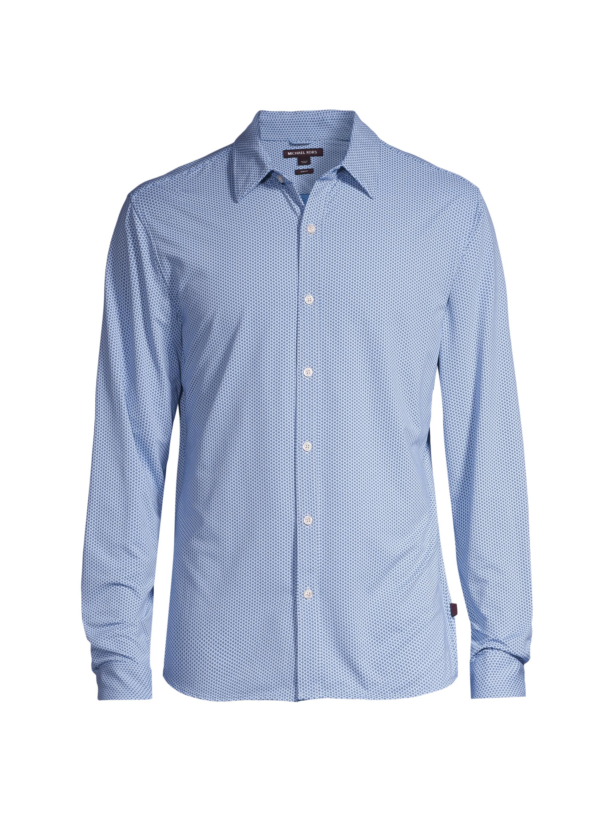 Michael Kors Men's Stretch Button-Front Slim-Fit Shirt - Blueberry