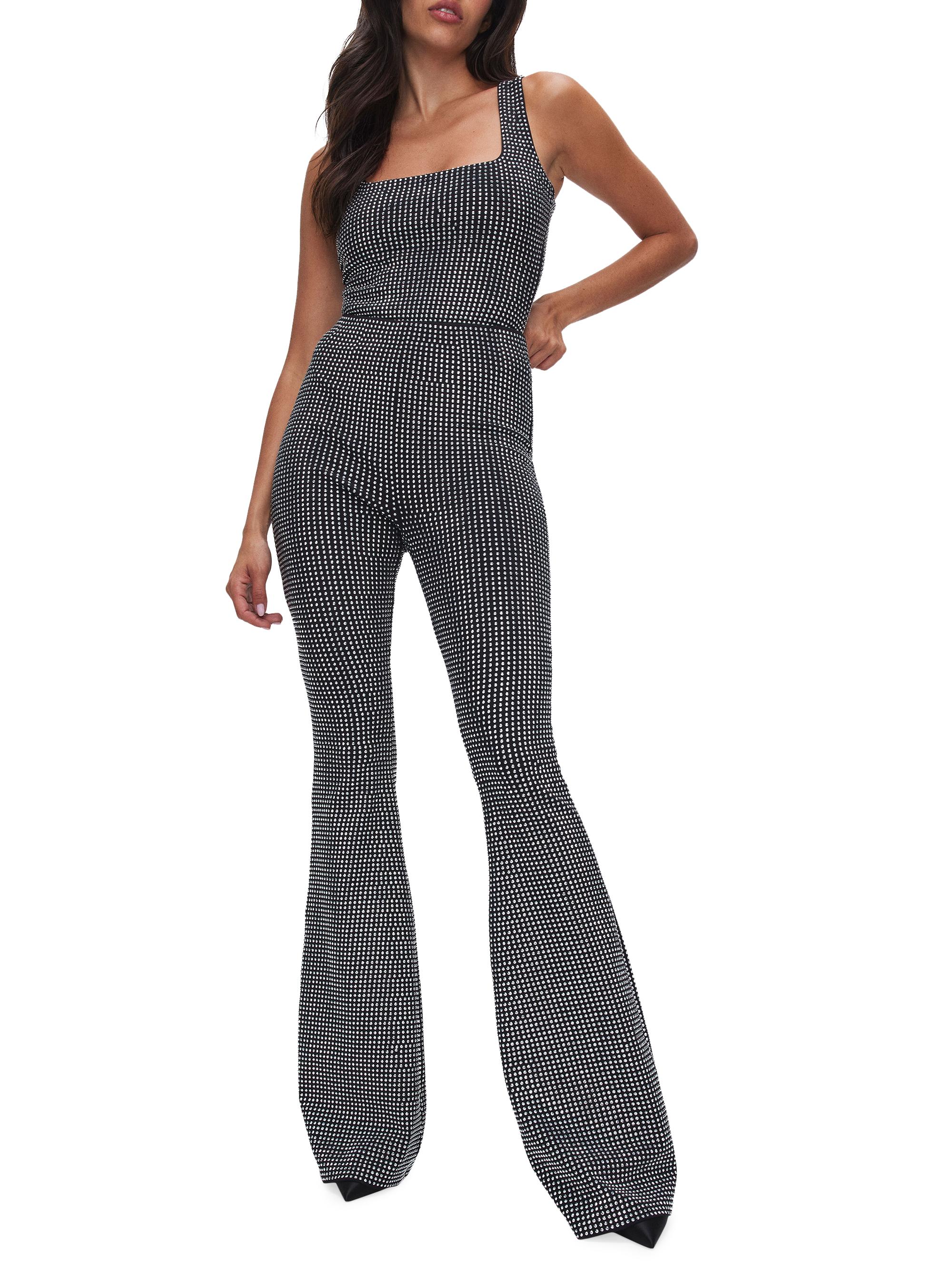 Good American Women's Hotfix Crystal Flared Pants - Black