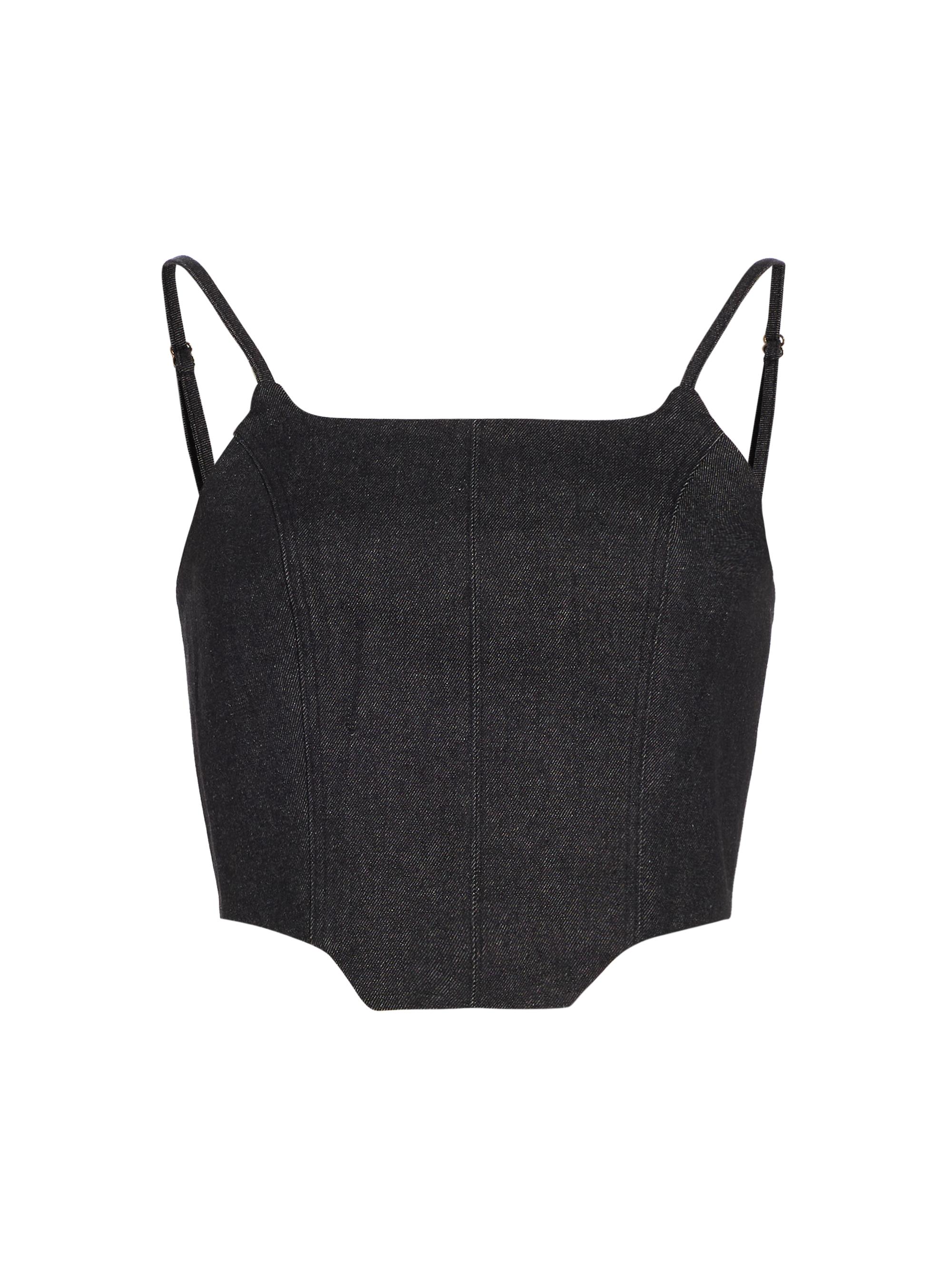 Nonchalant Label Women's Hunter Cotton Crop Denim Tank - Black