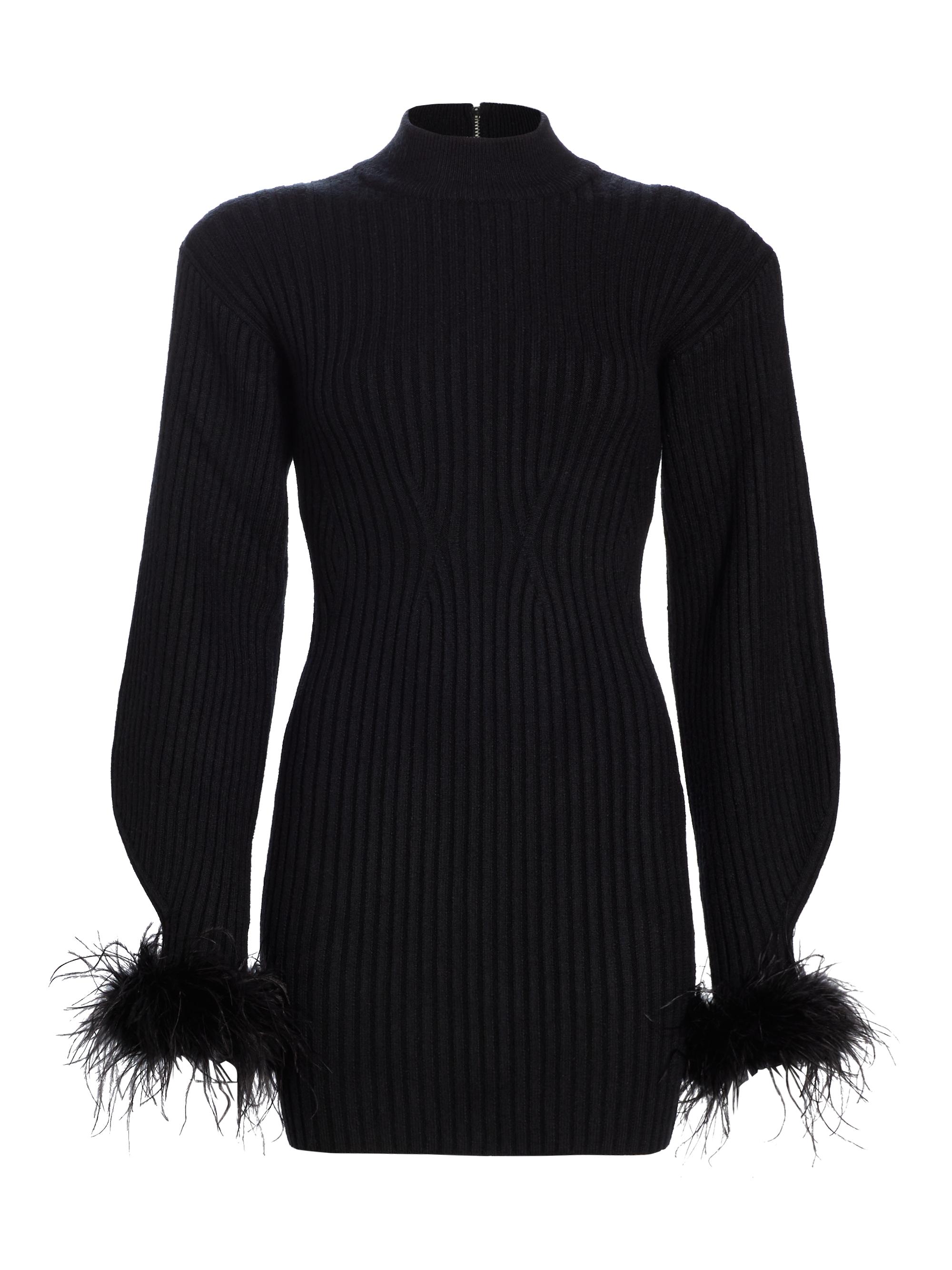 Nonchalant Label Women's Avery Feather-Cuff Minidress - Black