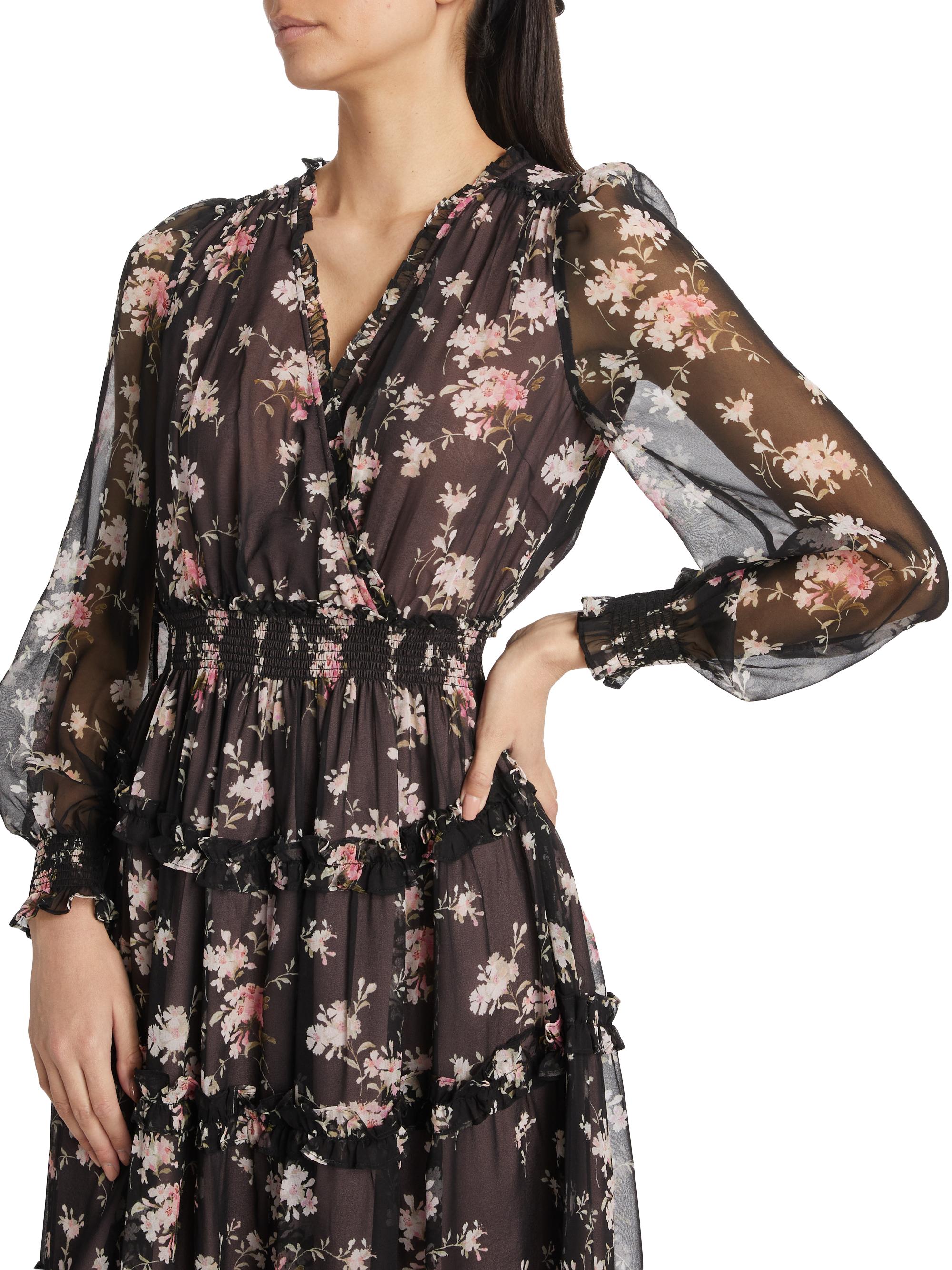 Shop LoveShackFancy Kailo Silk Floral Tiered Maxi Dress | Saks  