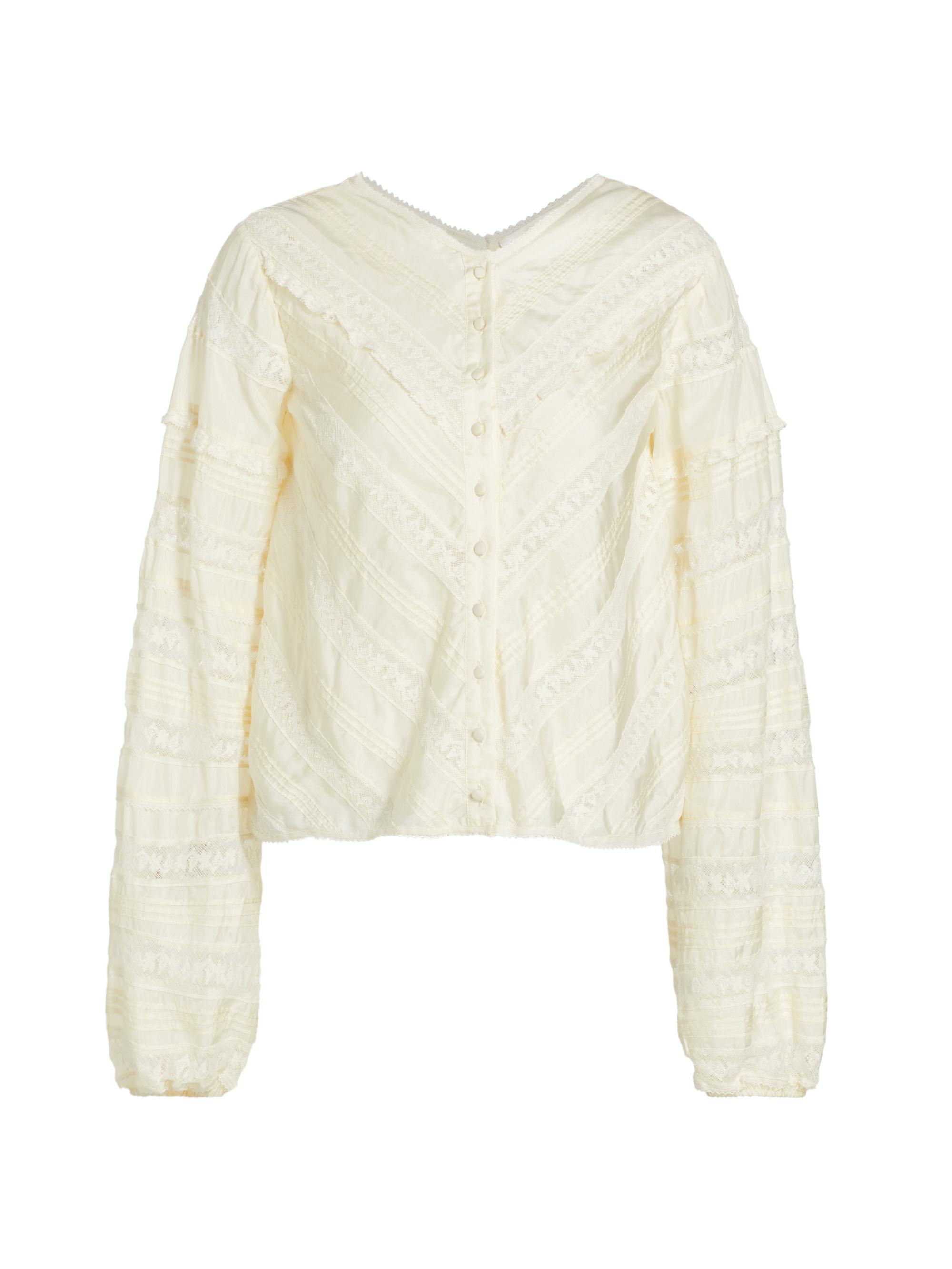 LoveShackFancy Women's Carmolina Lace Pin-Tuck Top - Antique White