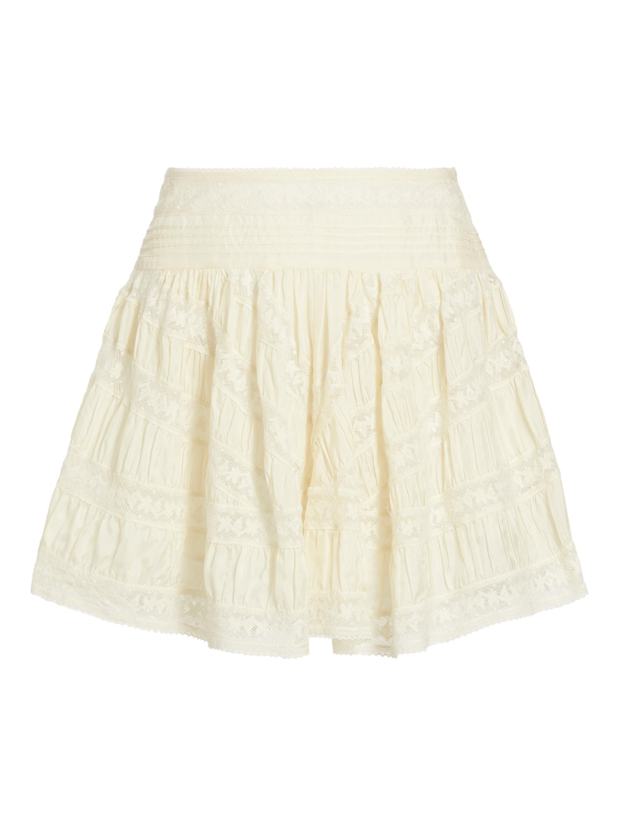 LoveShackFancy Women's Olas Lace Pintuck Miniskirt - Antique White